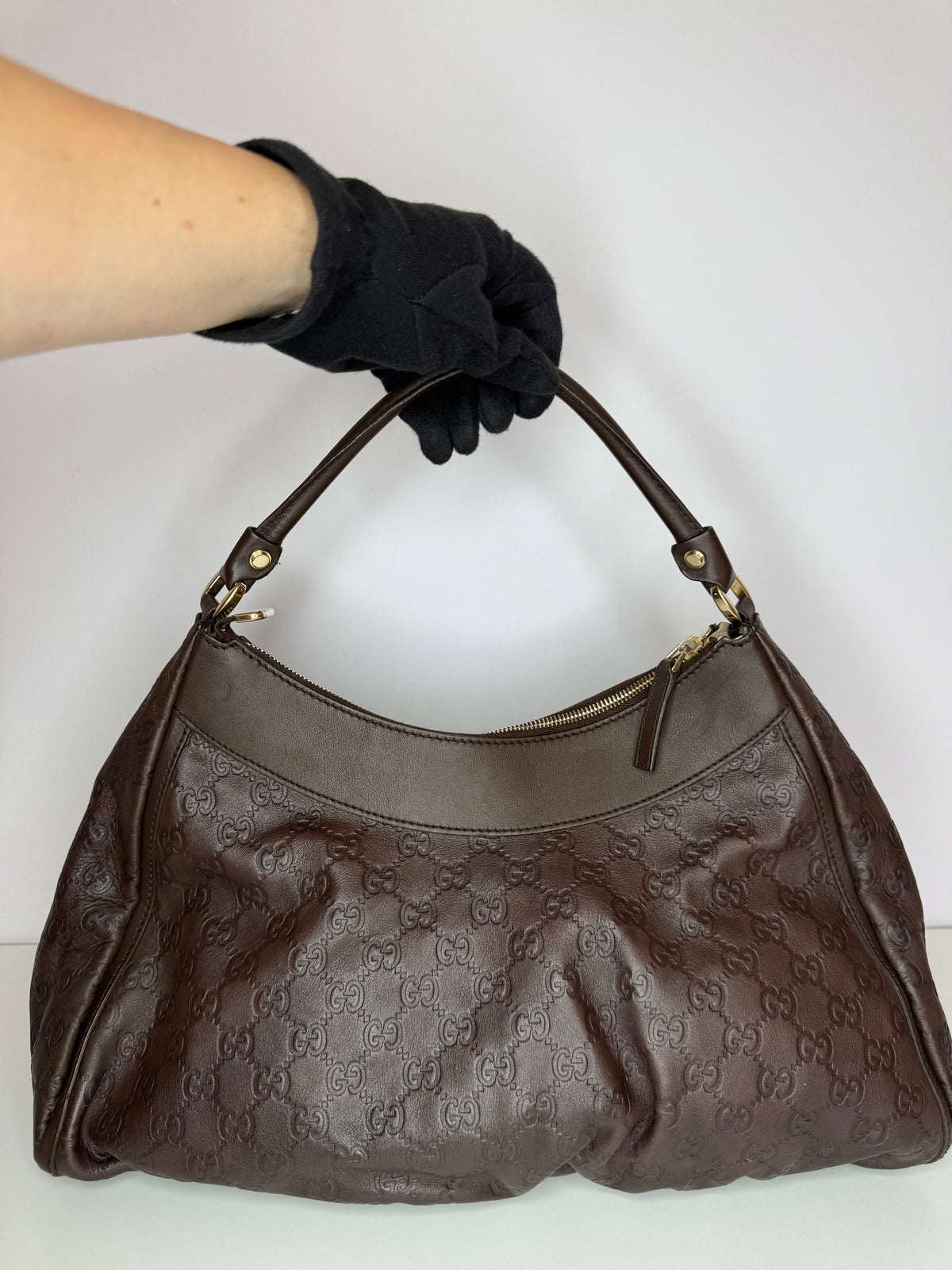 Gucci D Ring Guccissima Brown Leather Hobo Bag