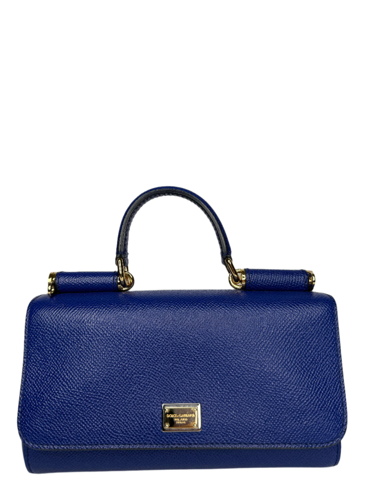 Dolce Gabbana Mini Miss Sicily Blue Dauphine Leather Crossbody Bag