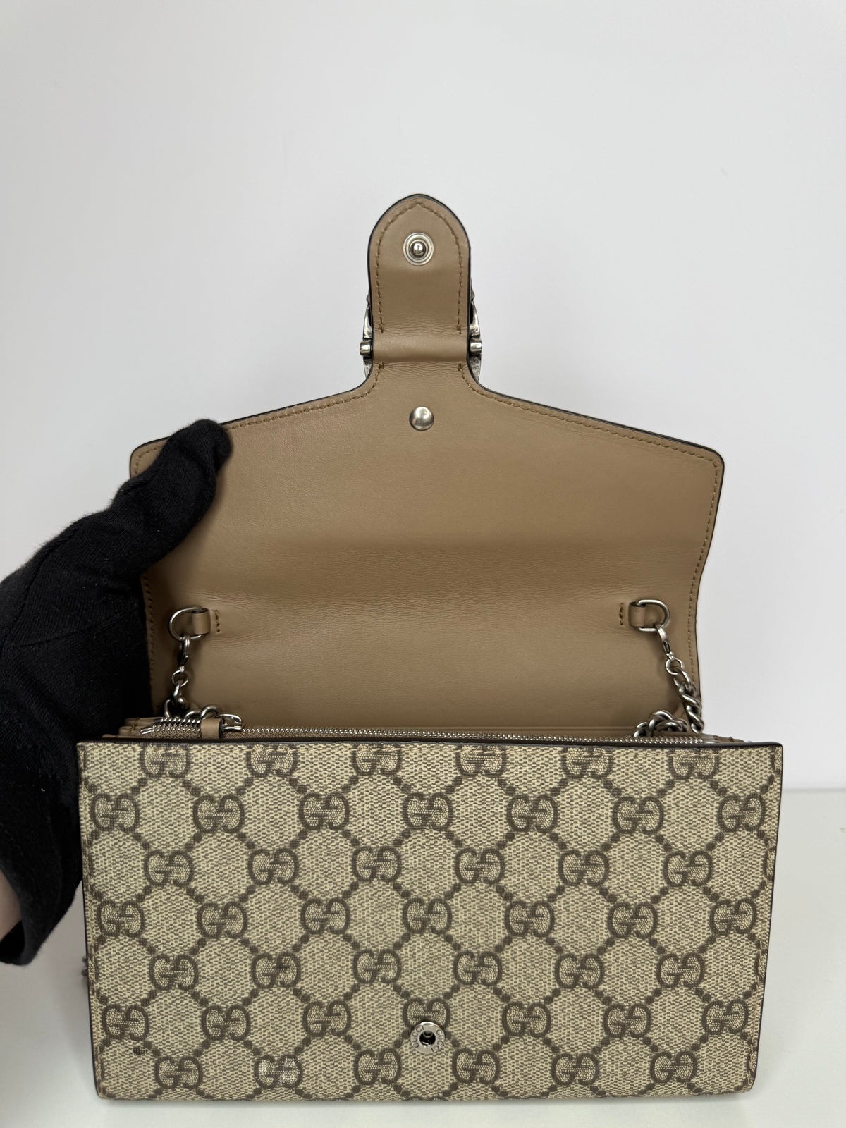 Gucci Dionysus GG Supreme Beige/Ebony Chain Wallet