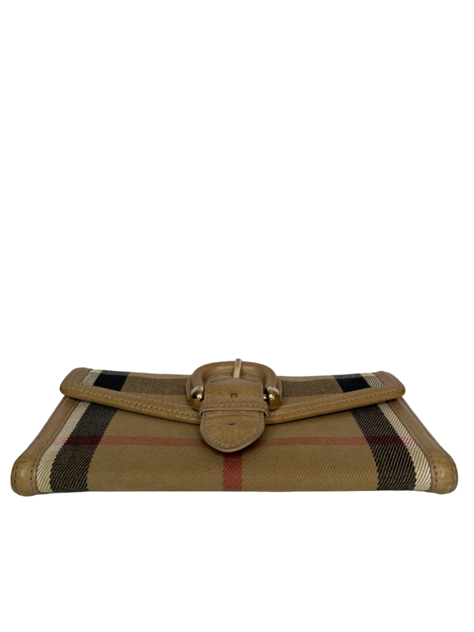 Burberry Beige Nova Check Canvas and Leather Buckle Flap Wallet