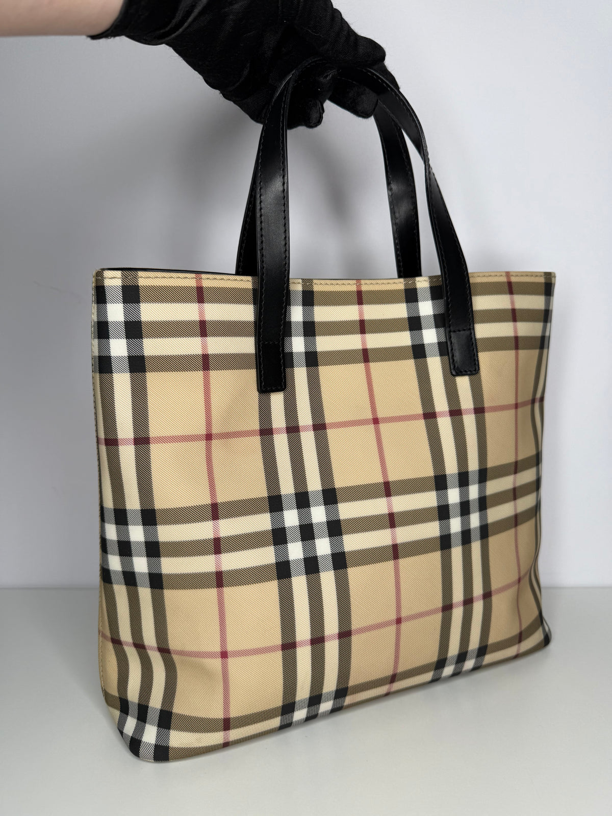 Burberry Beige Nova Check Canvas Shopper Tote