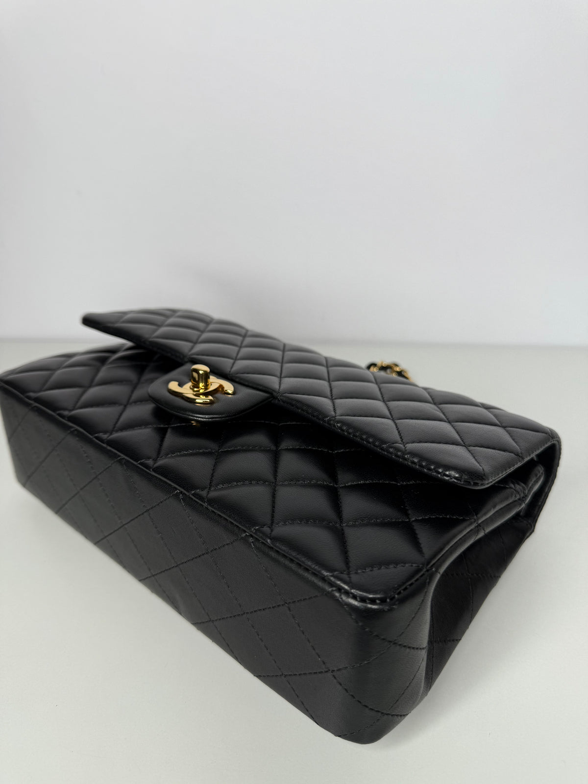 Chanel Medium Classic Flap Bag in Black Lambskin with Gold Hardware