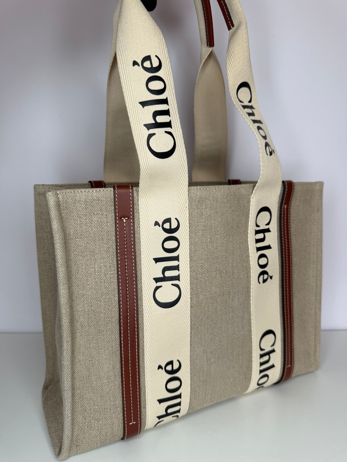 Chloé Woody Medium Canvas Tote Bag