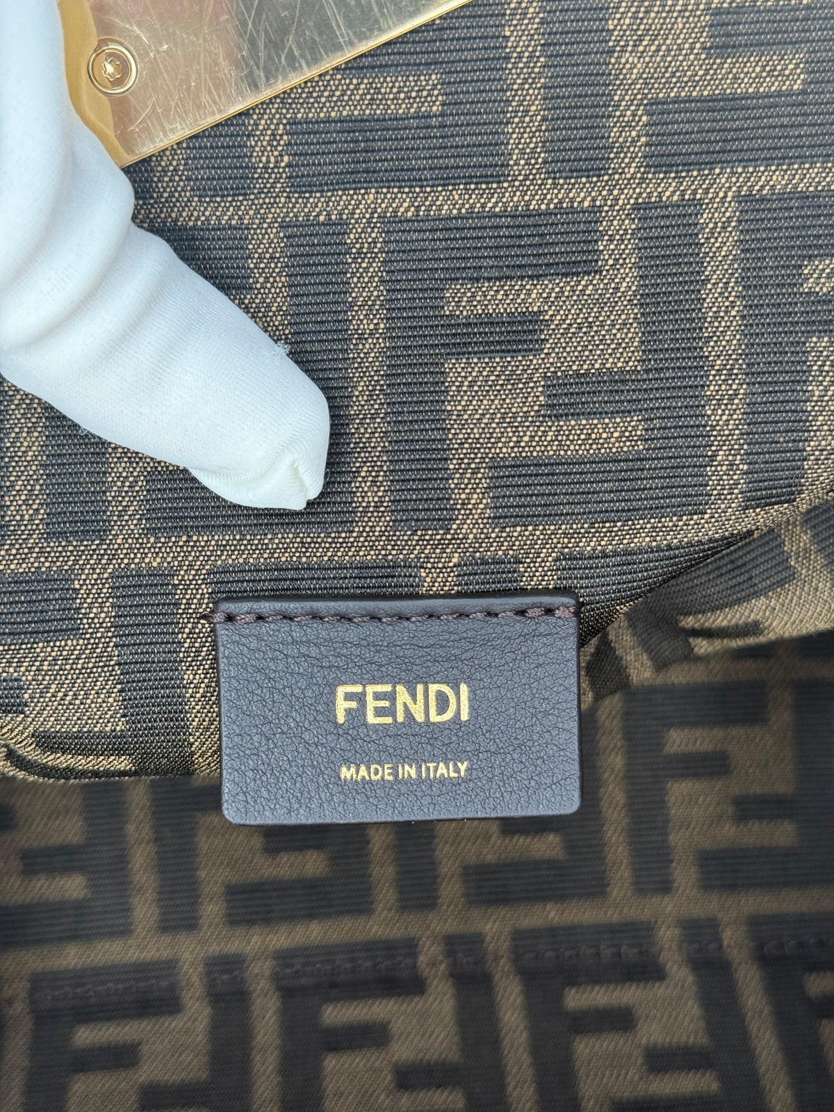 Fendi First Midi Brown FF Jacquard Bag