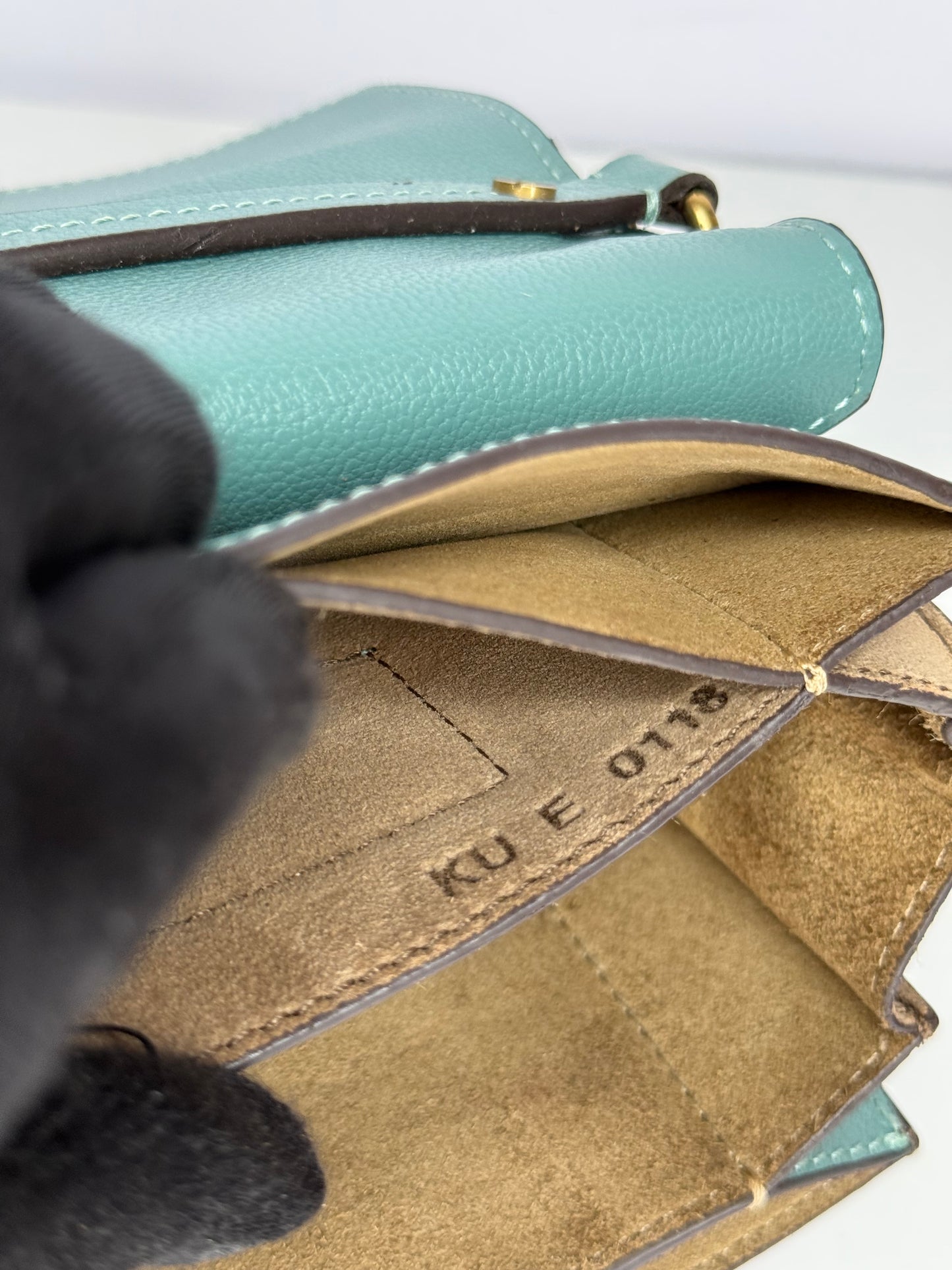 Givenchy GV3 in Light Blue Sugar Goatskin Tan Suede Trim Small Crossbody Bag