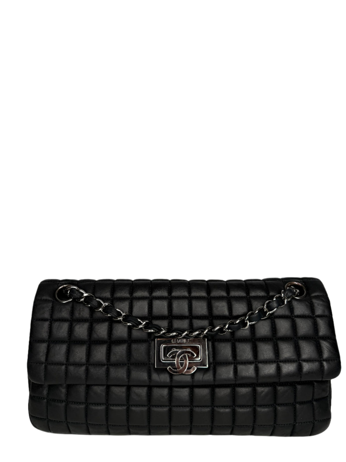 Chanel CC Lock Bubble Quilted Iridescent Calfskin East West Flap