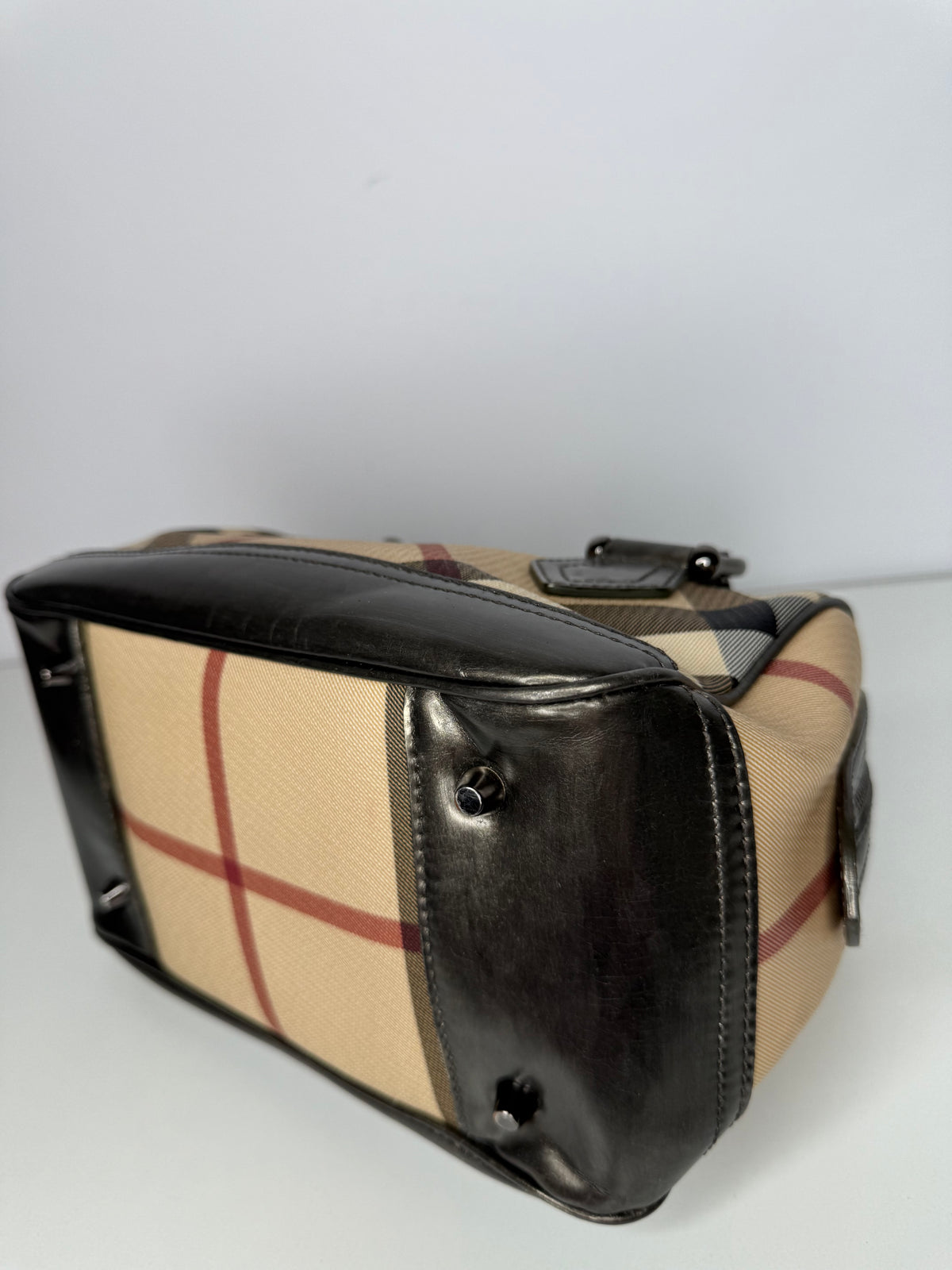 Burberry Grey/Metallic Small Nova Check Bowling Bag