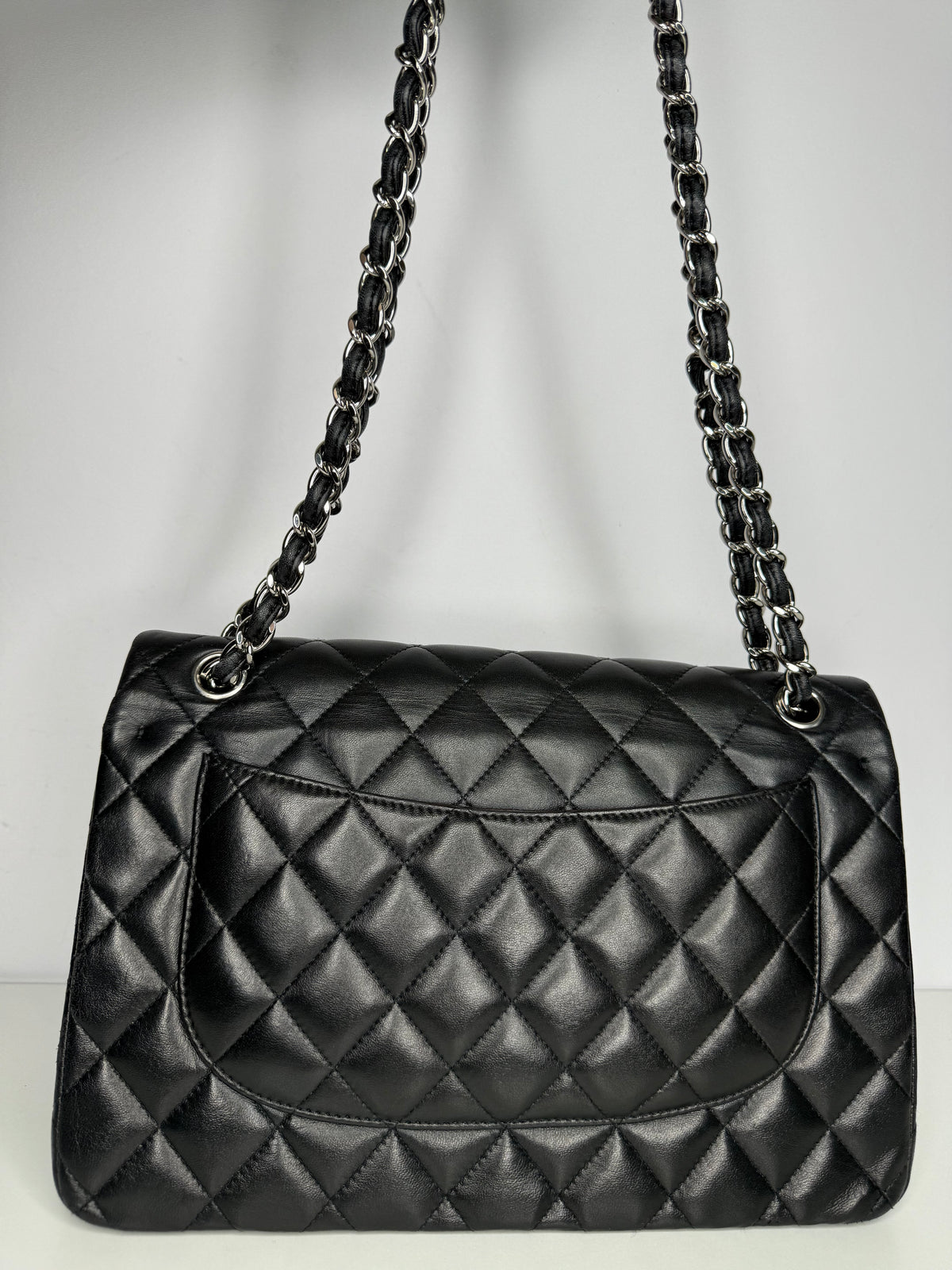 Chanel Classic Jumbo Double Flap Bag Black Lambskin Shoulder Bag