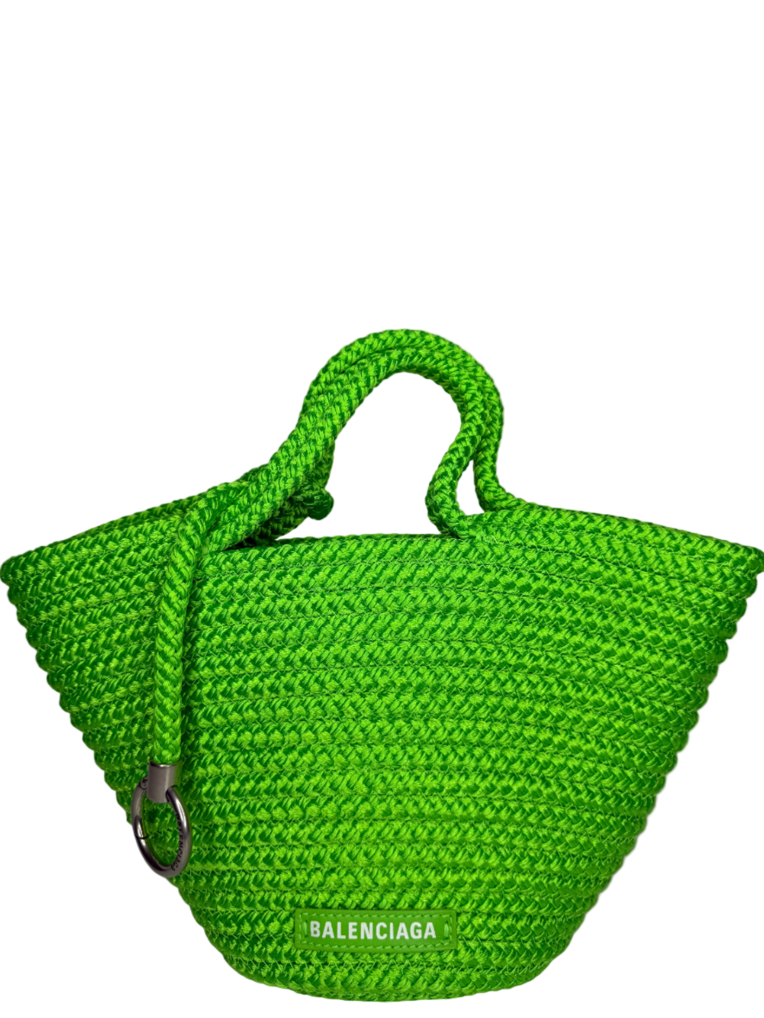 Balenciaga Small Ibiza Woven Nylon Basket Bag Green