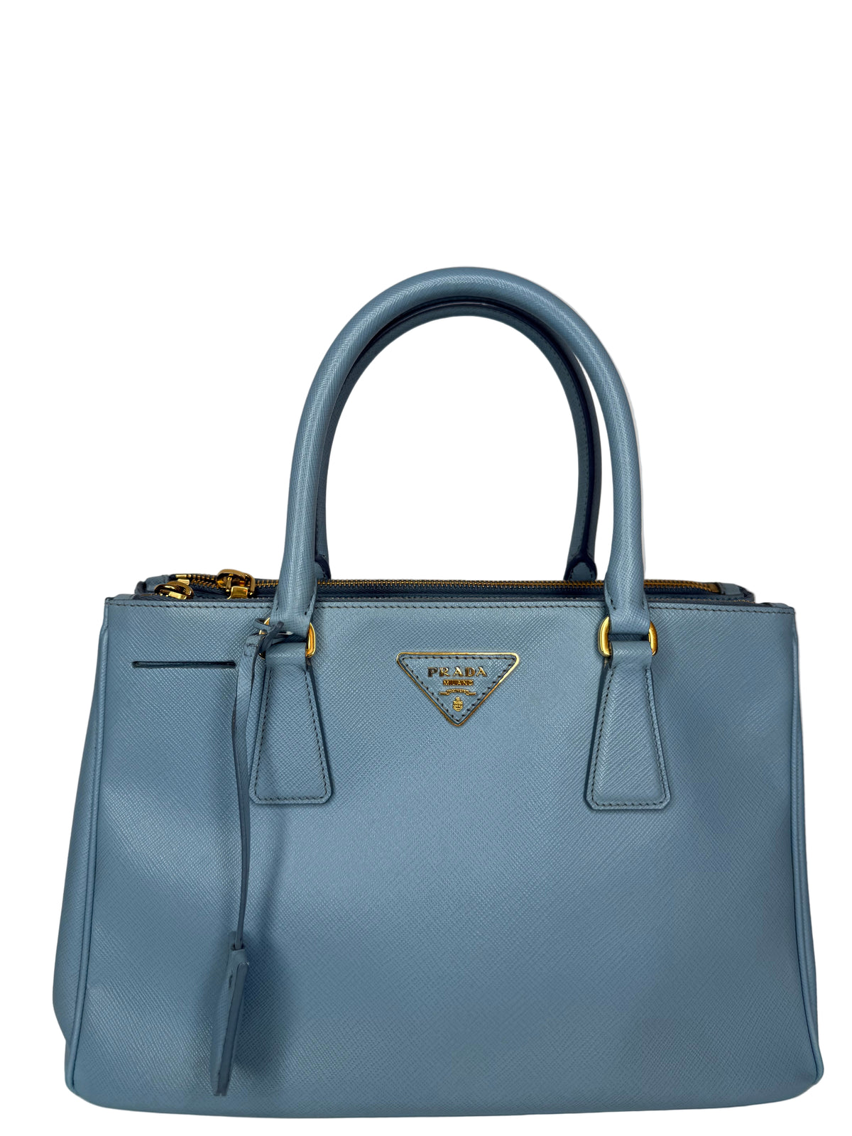 Prada Saffiano Medium Galleria Double Zip Tote Baby Blue