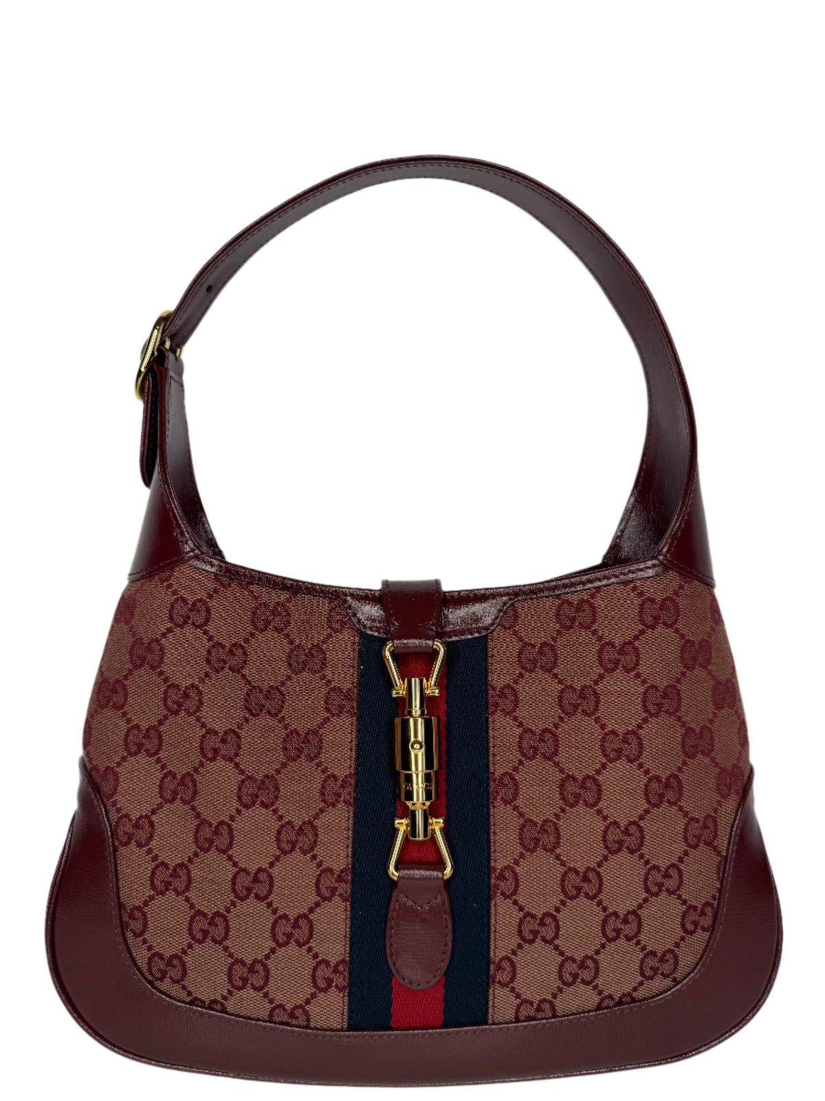 Gucci Small Jackie 1961 Hobo Burgundy GG Canvas/Calfskin Limited Edition