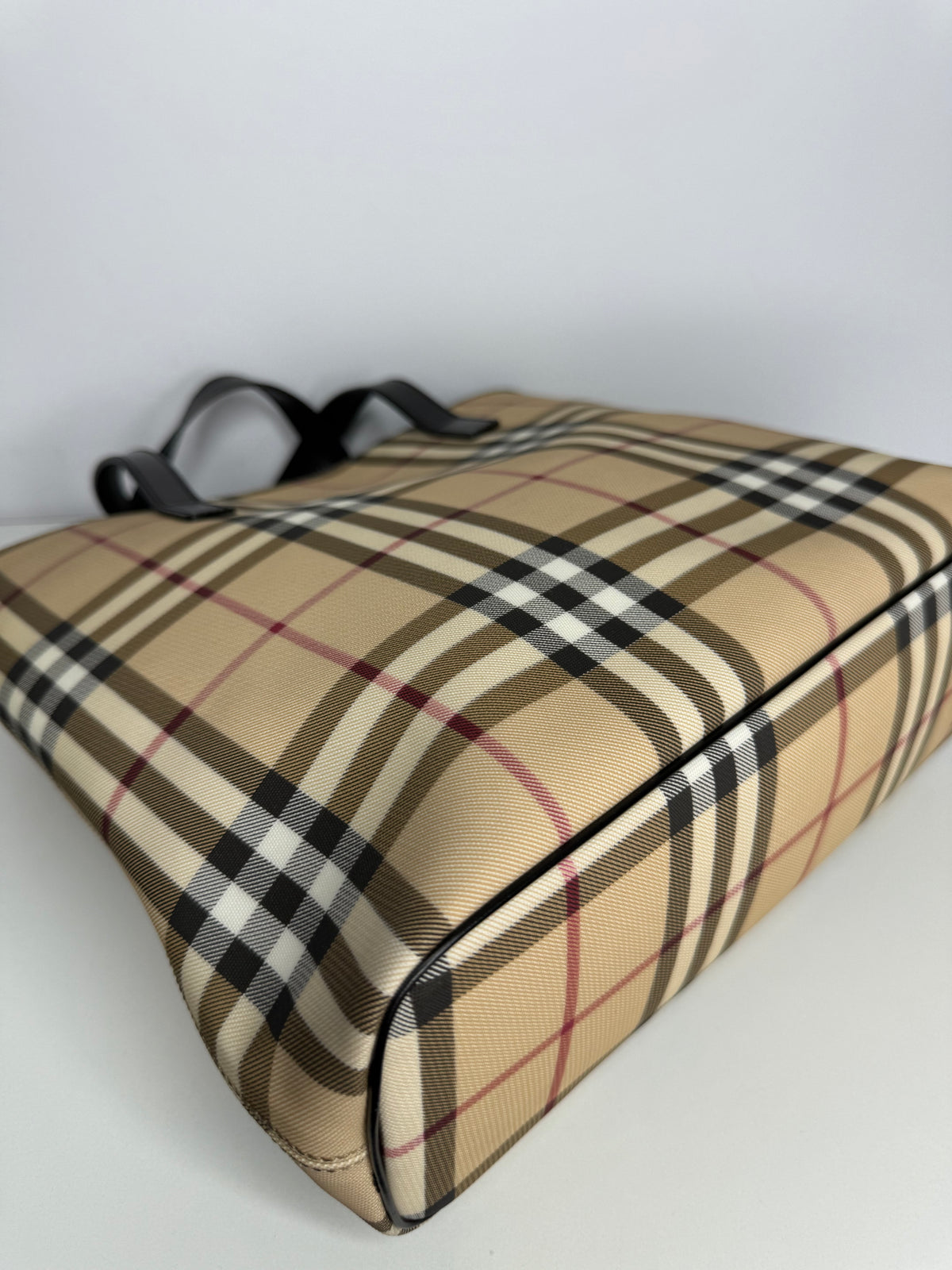 Burberry Beige House Check Canvas And Leather Tote