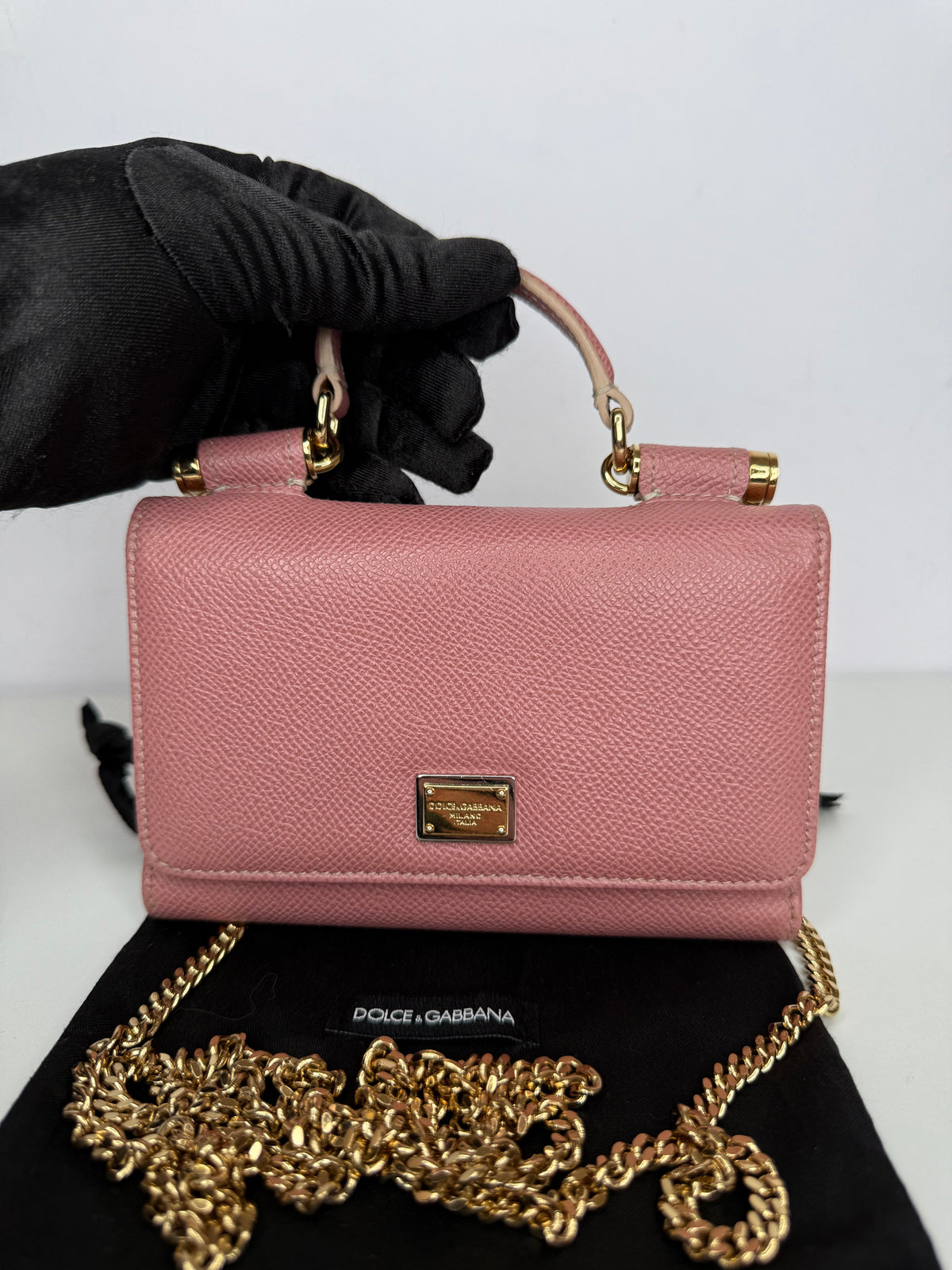 Dolce Gabbana Pink Dauphine Leather Mini Sicily Von Bag