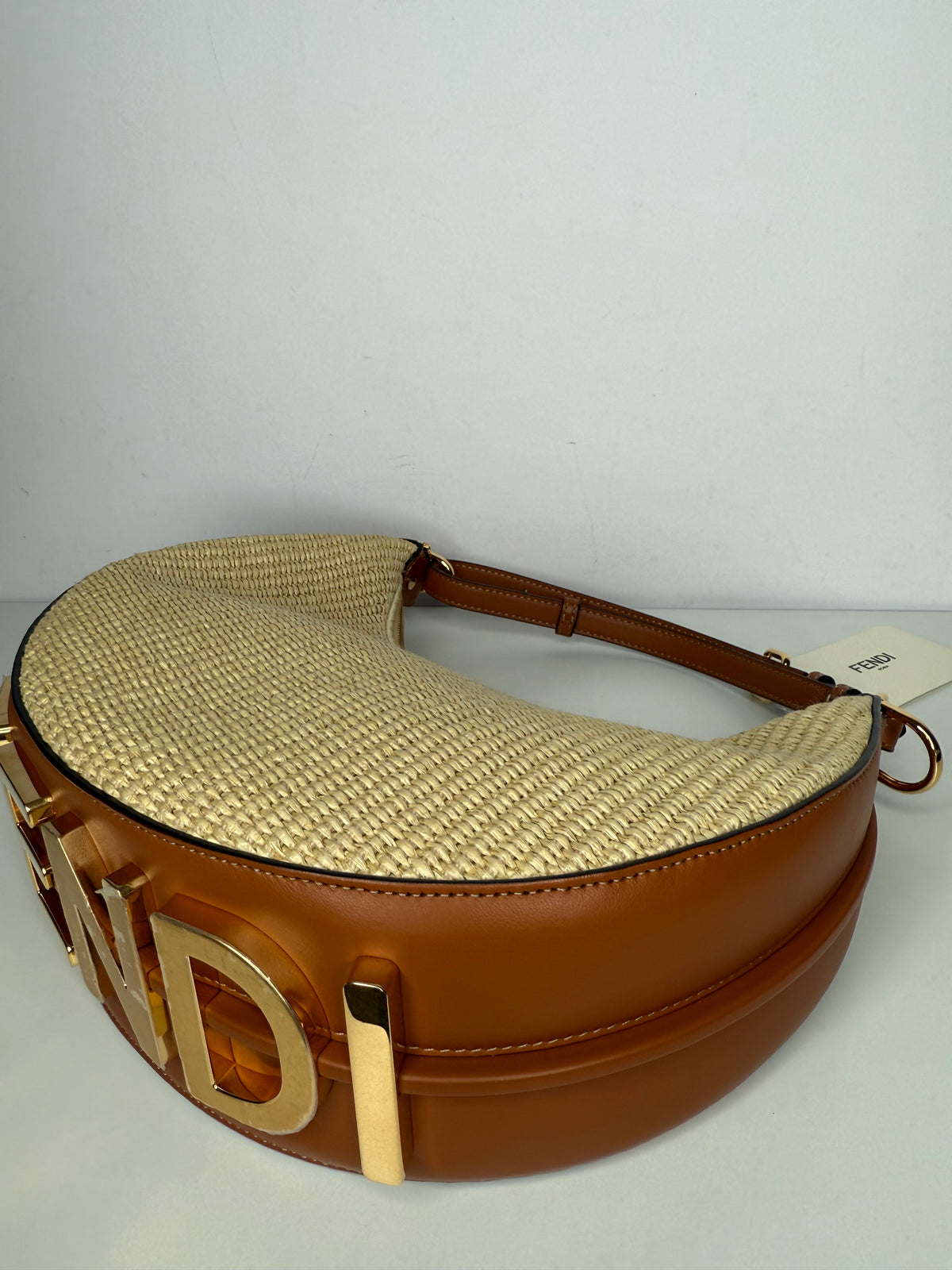 Fendi Fendigraphy Small Straw Hobo Bag