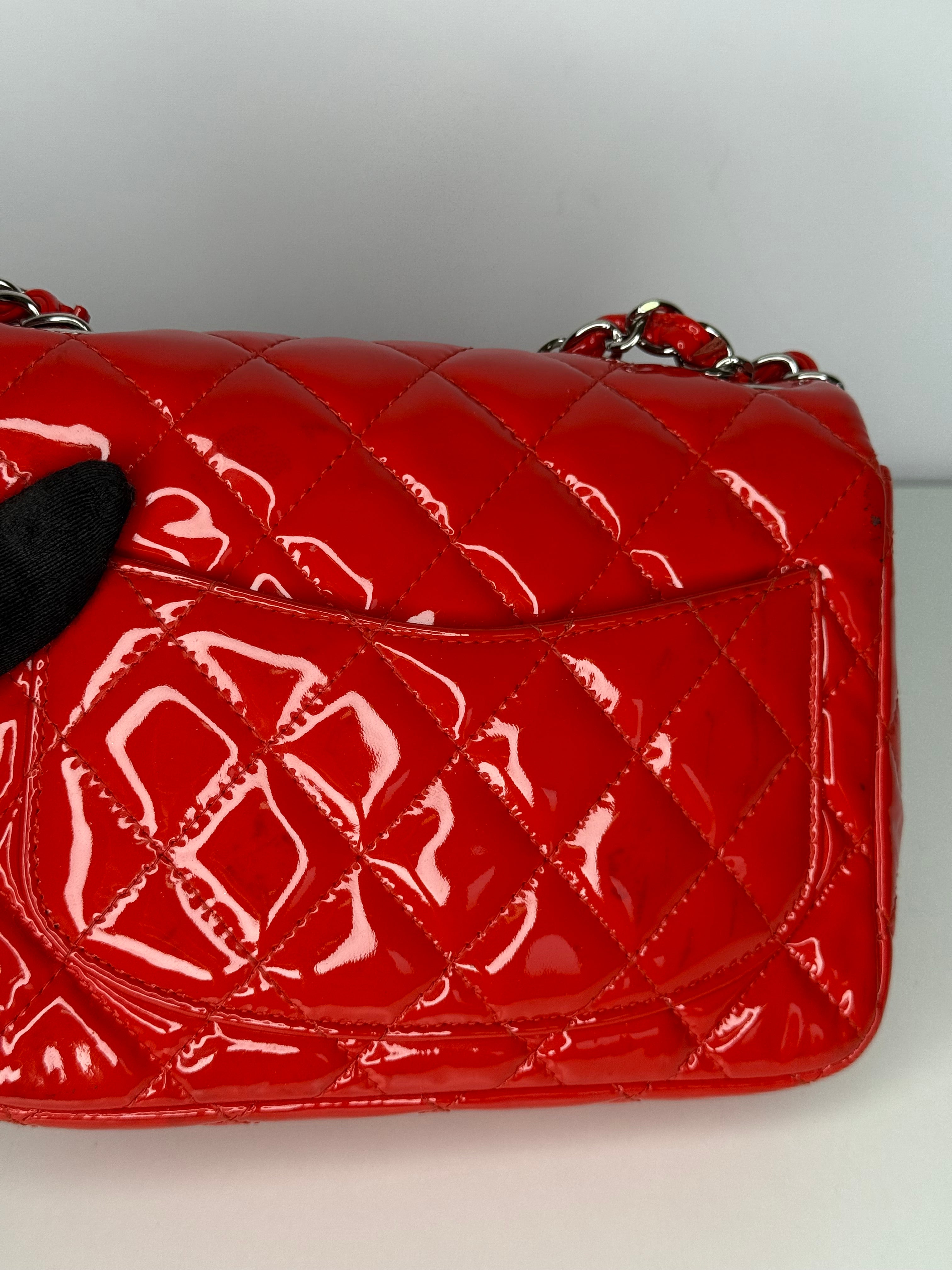 Chanel Classic Mini Flap Red Quilted Patent Leather