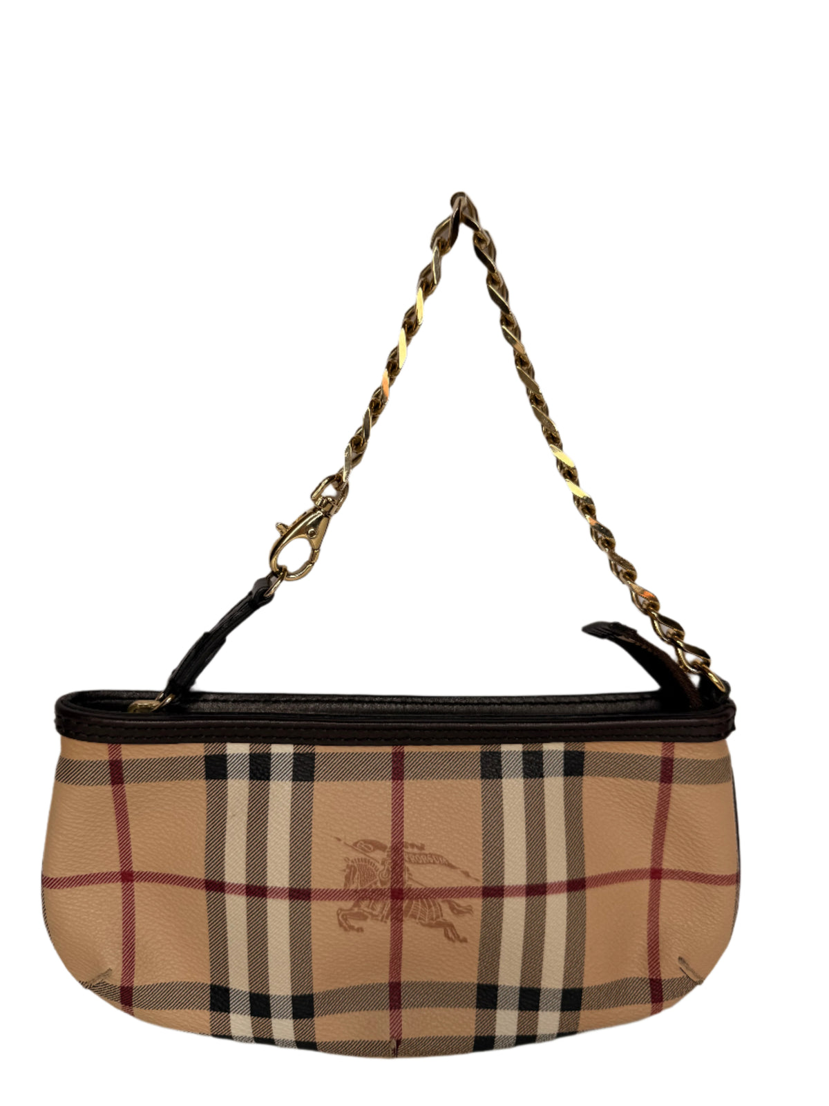 Burberry Anabel Pochette Chocolate Haymarket Check Coated Canvas