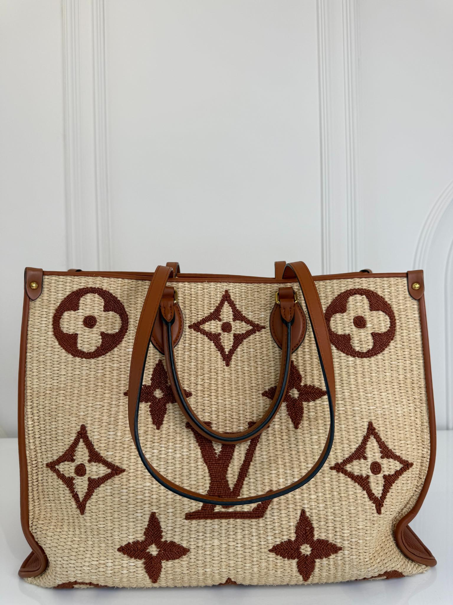 Louis Vuitton OnTheGo GM Giant Tan Monogram Raffia