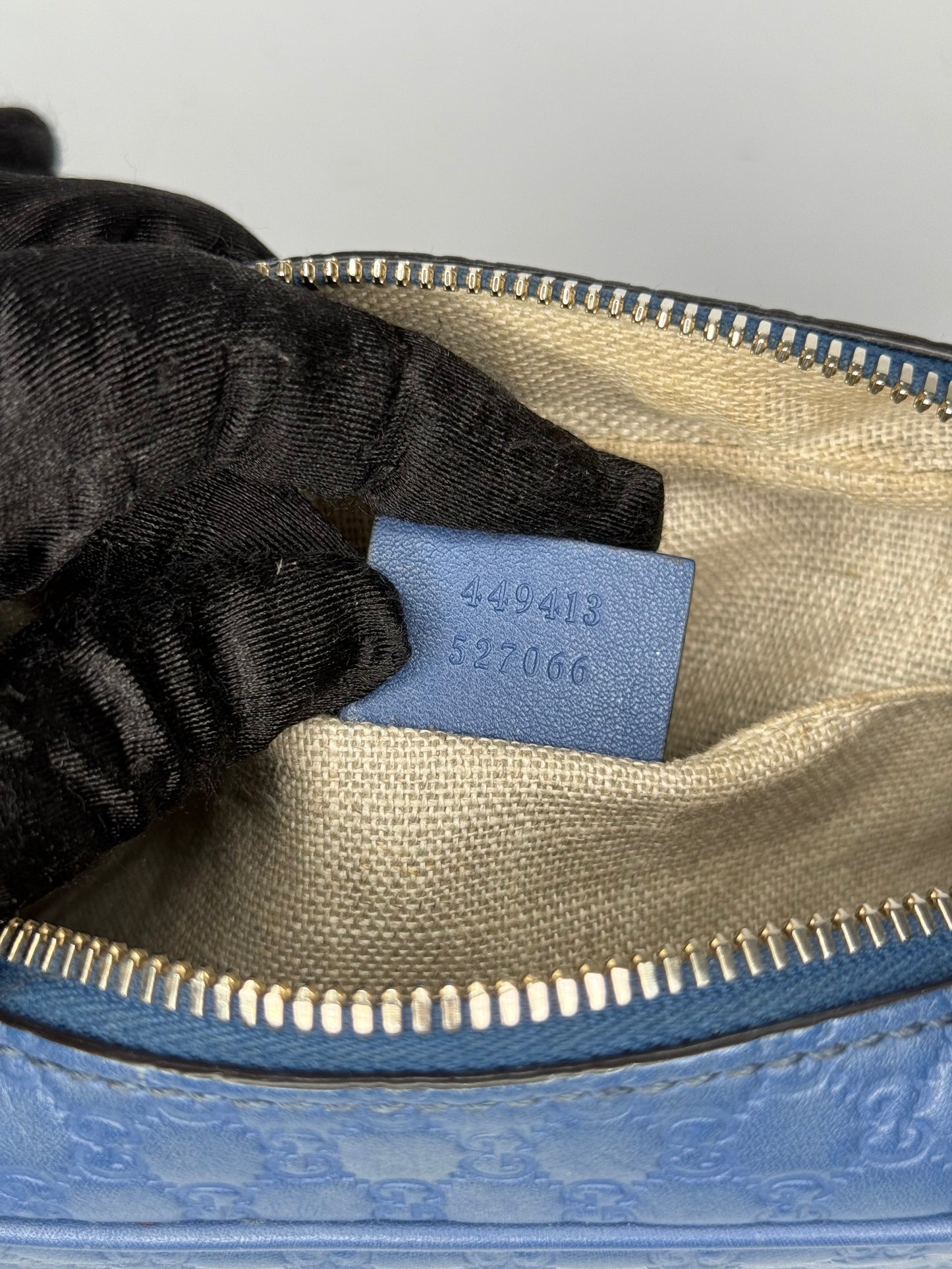 Gucci Blue Microguccissima Leather Bree Crossbody Bag