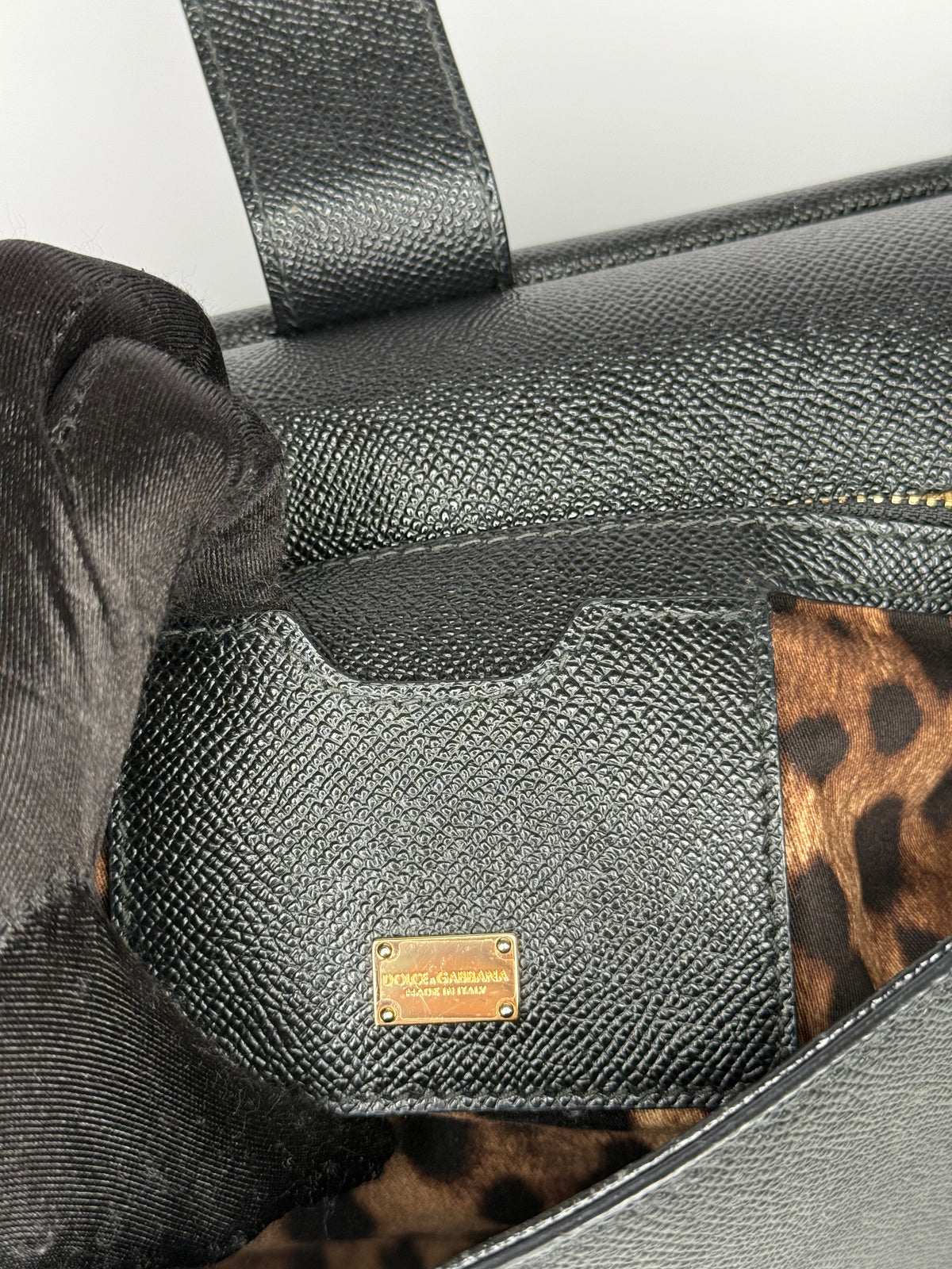 Dolce Gabbana Large Miss Sicily Black Dauphine Leather Top Handle Bag