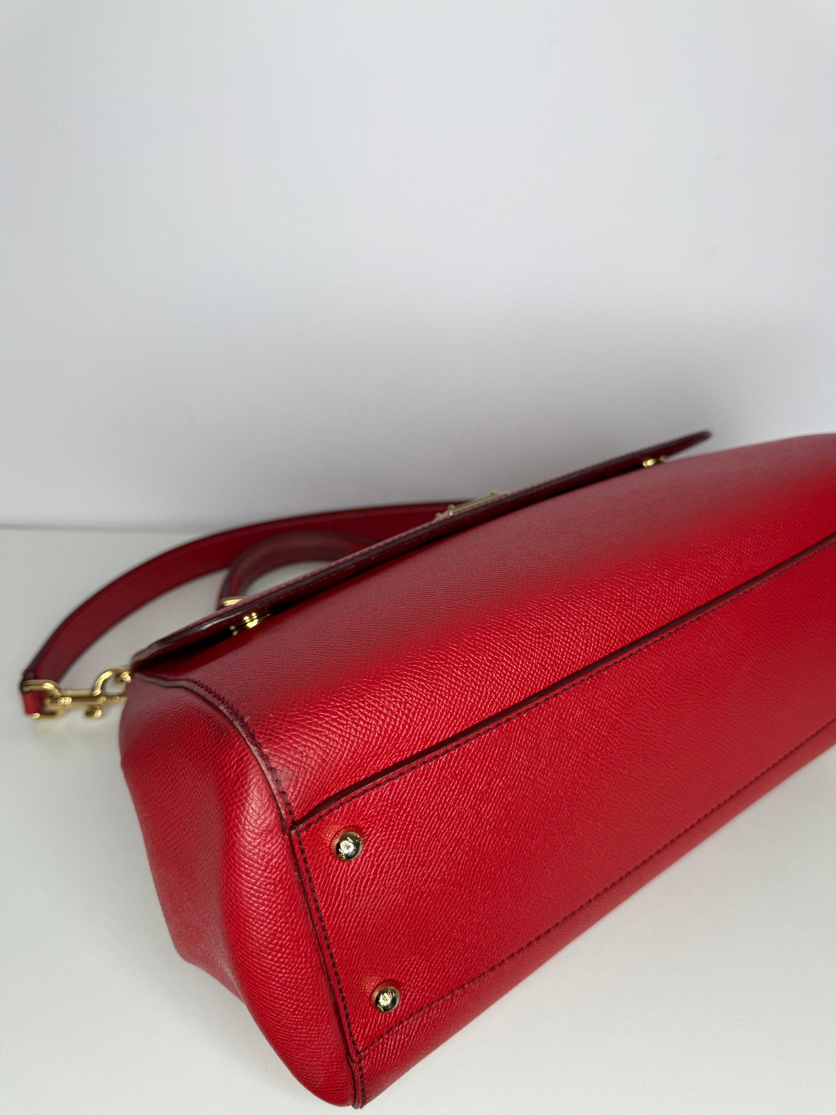 Dolce Gabbana Large Miss Sicily Red Leather Top Handle Bag