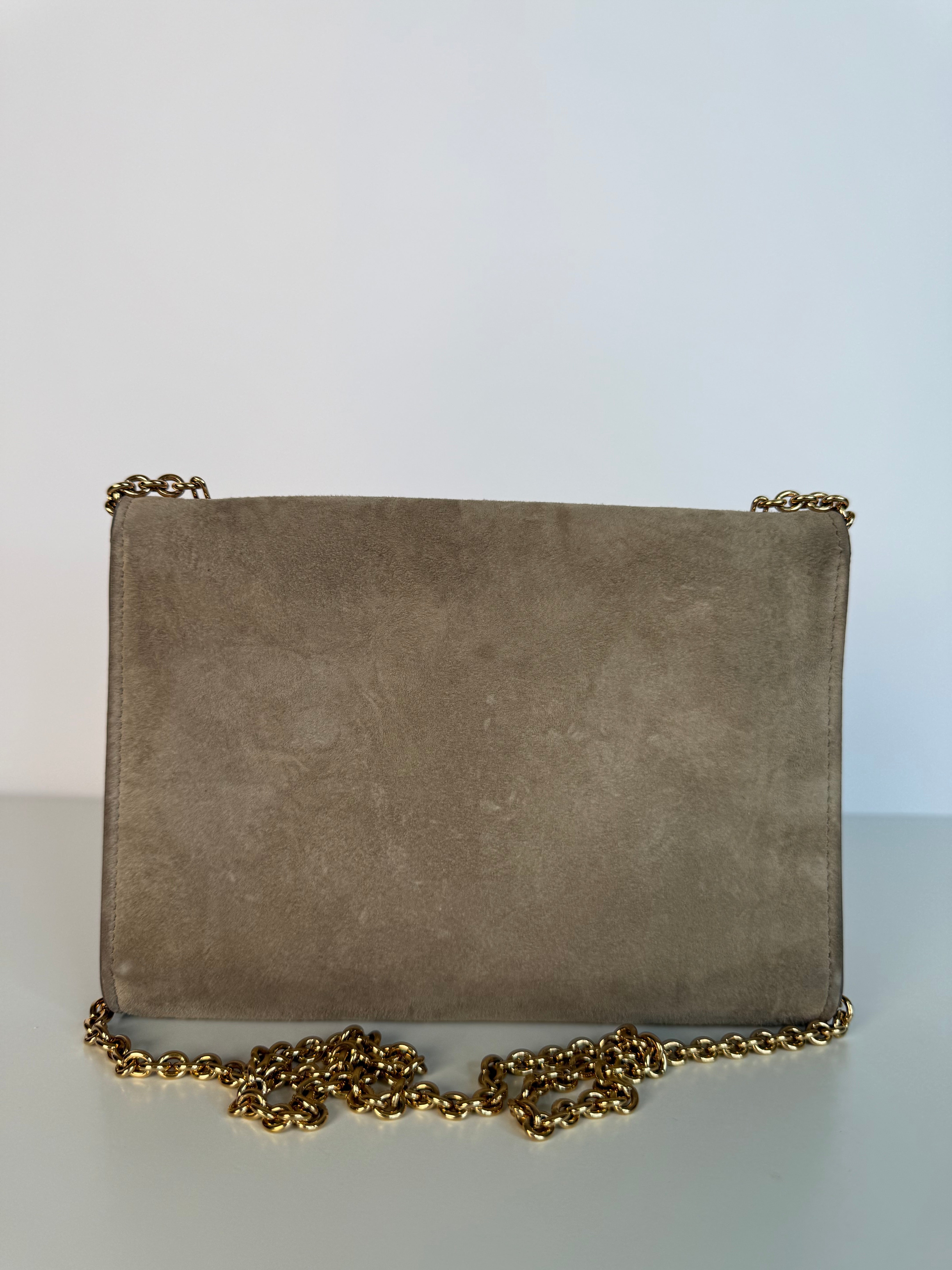 Salvatore Ferragamo Vara Bow Chain Crossbody Bag Suede