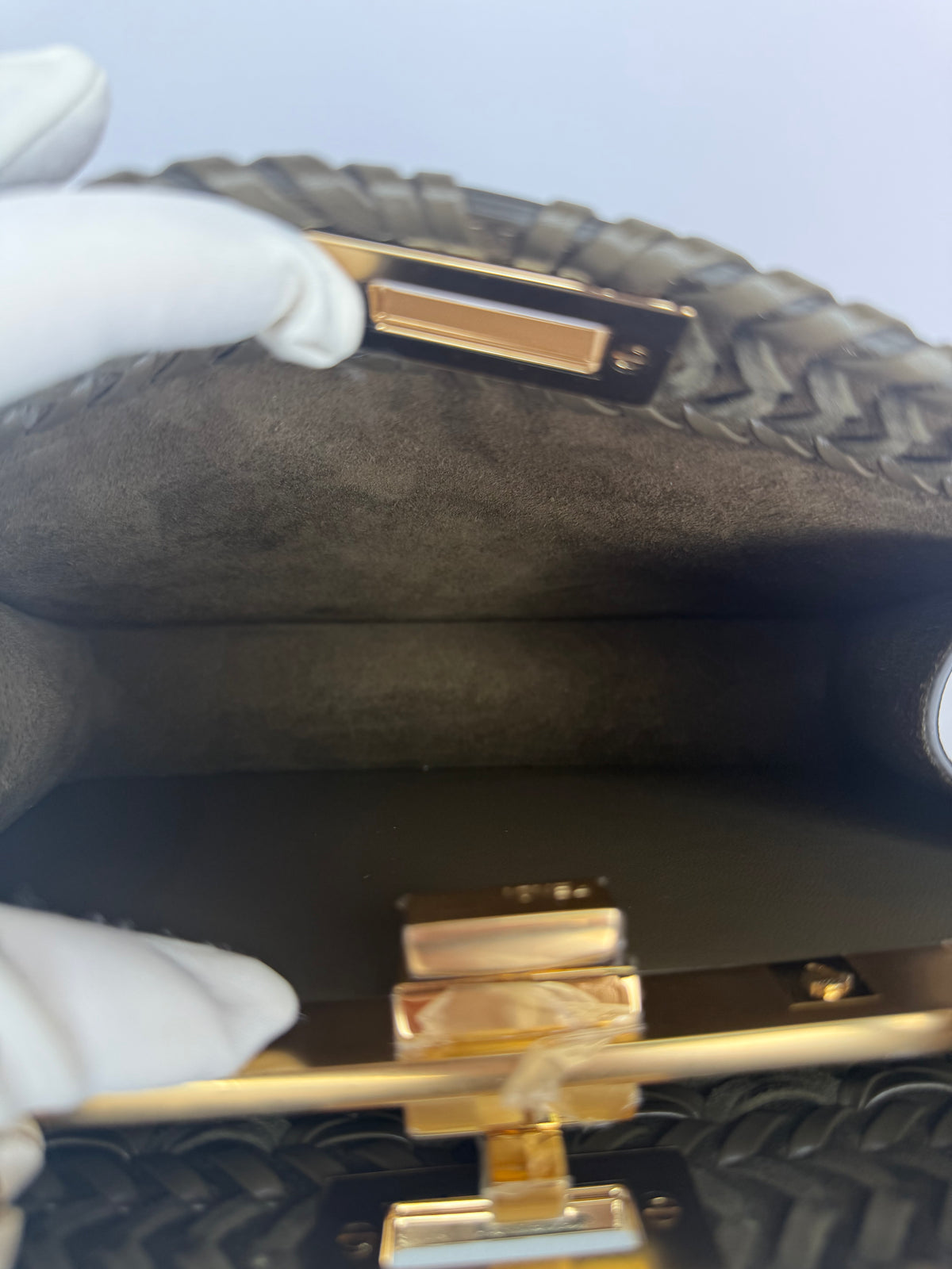 Fendi Peekaboo ISeeU Small Olive Green interlaced Leather Bag