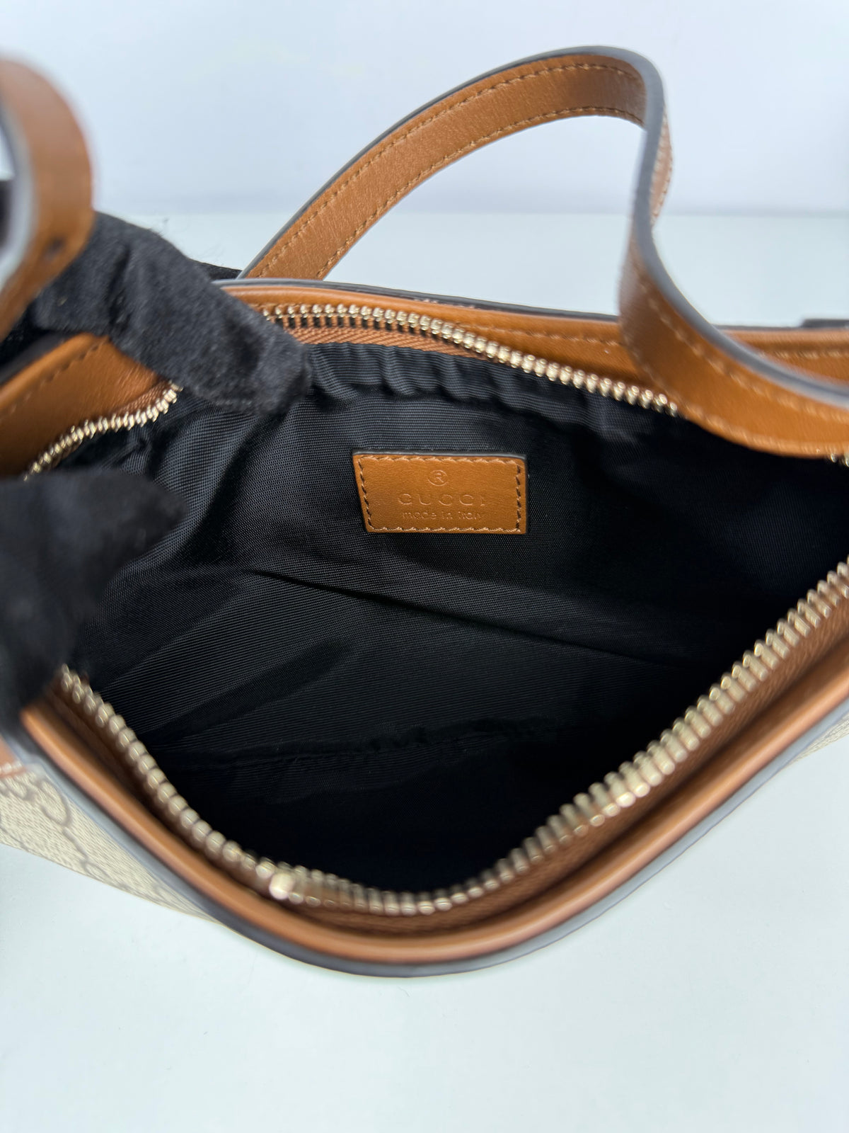 Gucci GG Emblem Beige and Brown Super Mini Pochette