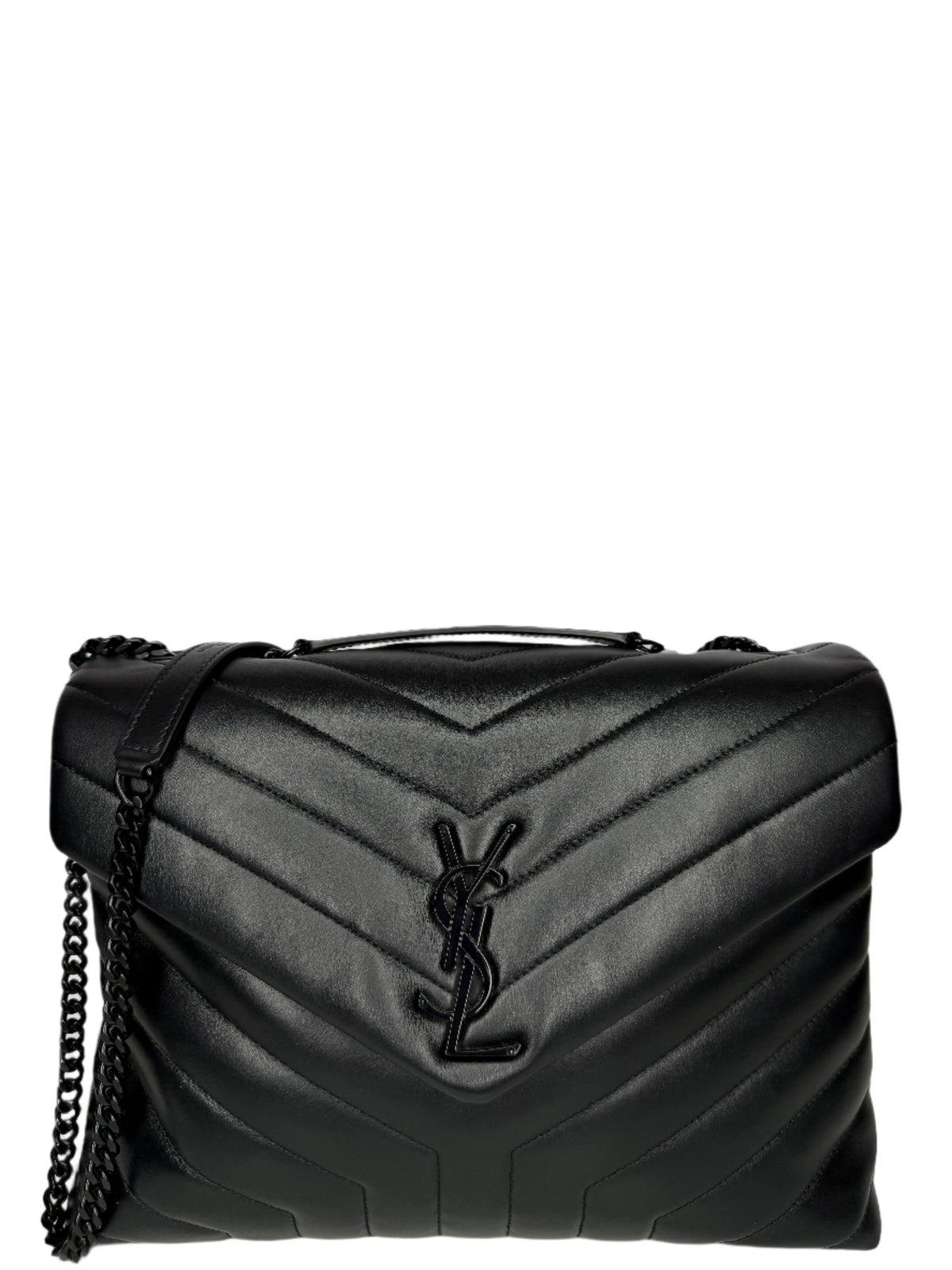 Saint Laurent Large LouLou Black Quilted Leather Monochrome Hardware