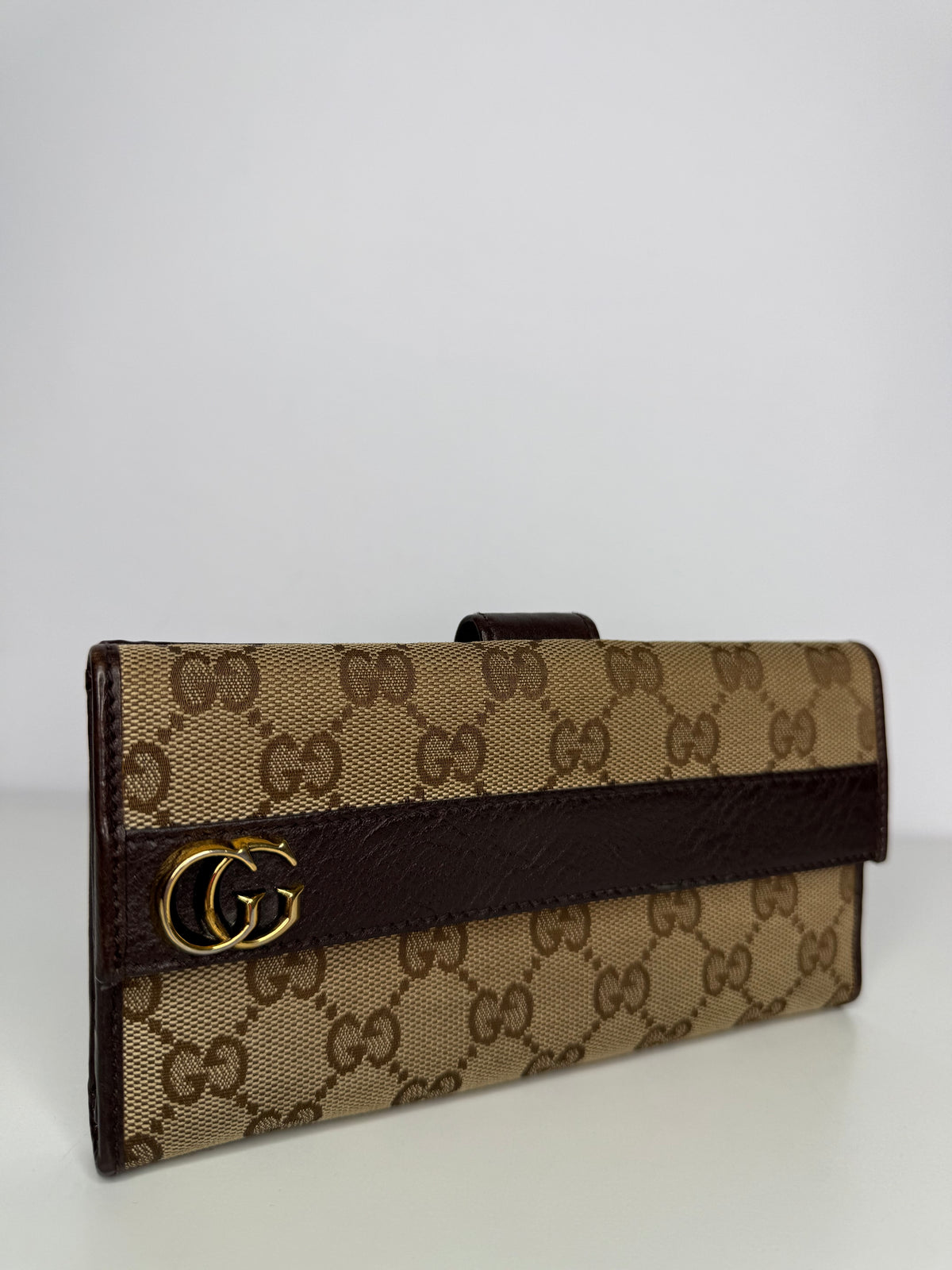 Gucci Brown/Beige GG Canvas and Leather Continental Wallet