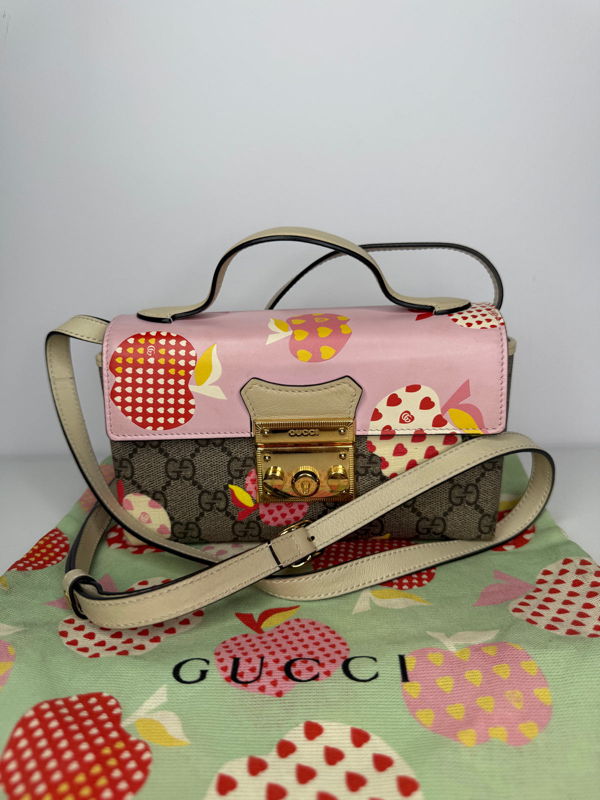 Gucci Mini Les Pommes GG Supreme Padlock Bag