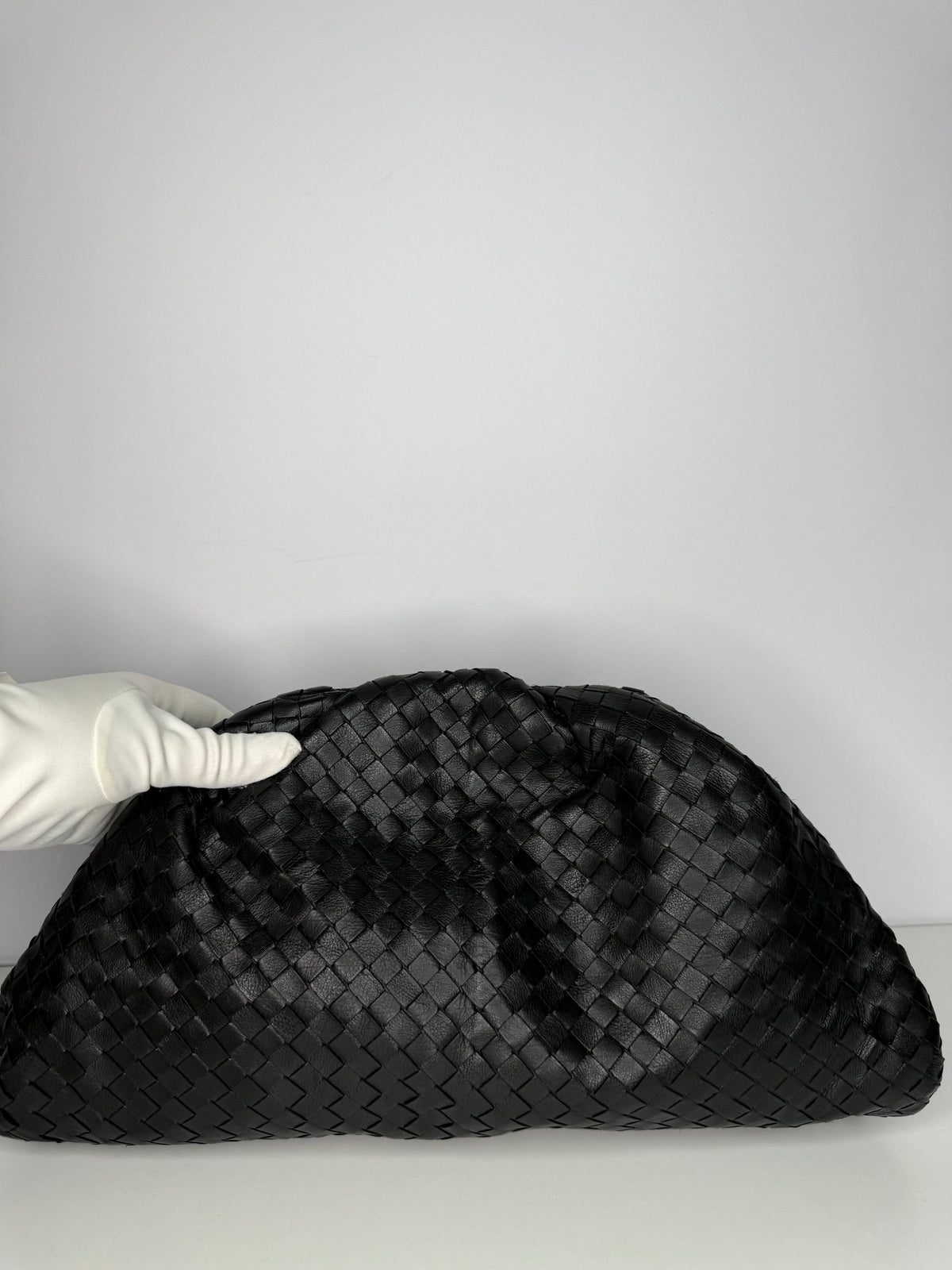 Bottega Veneta The Pouch Black Intrecciato Leather Clutch