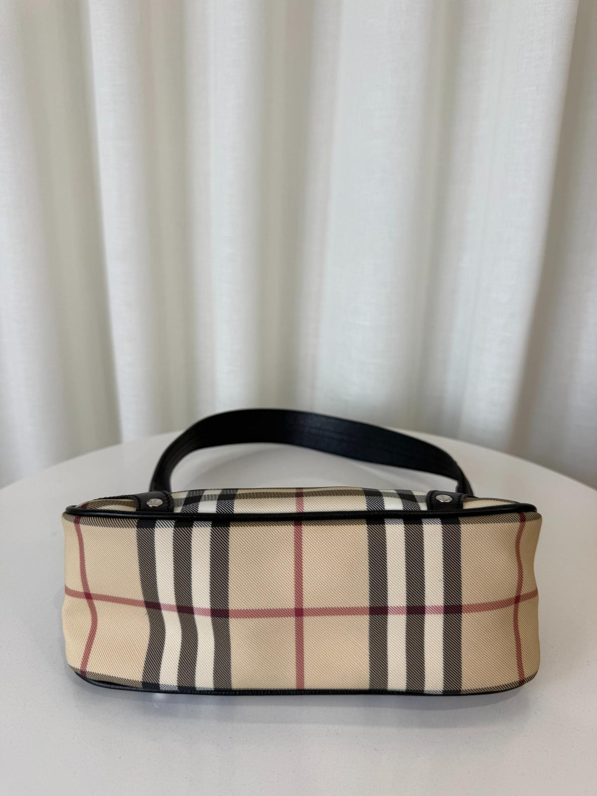 Burberry Black/Beige House Check PVC and Leather Pochette Bag
