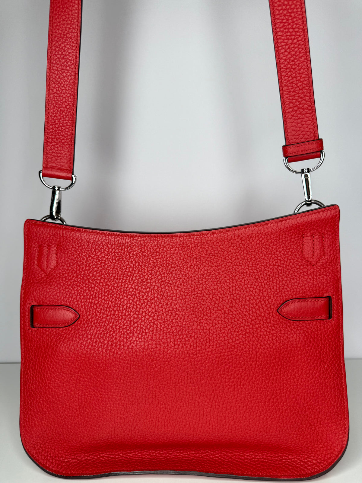 Hermes Jypsiere 28 Rouge Casaque Clemence Leather Palladium Hardware