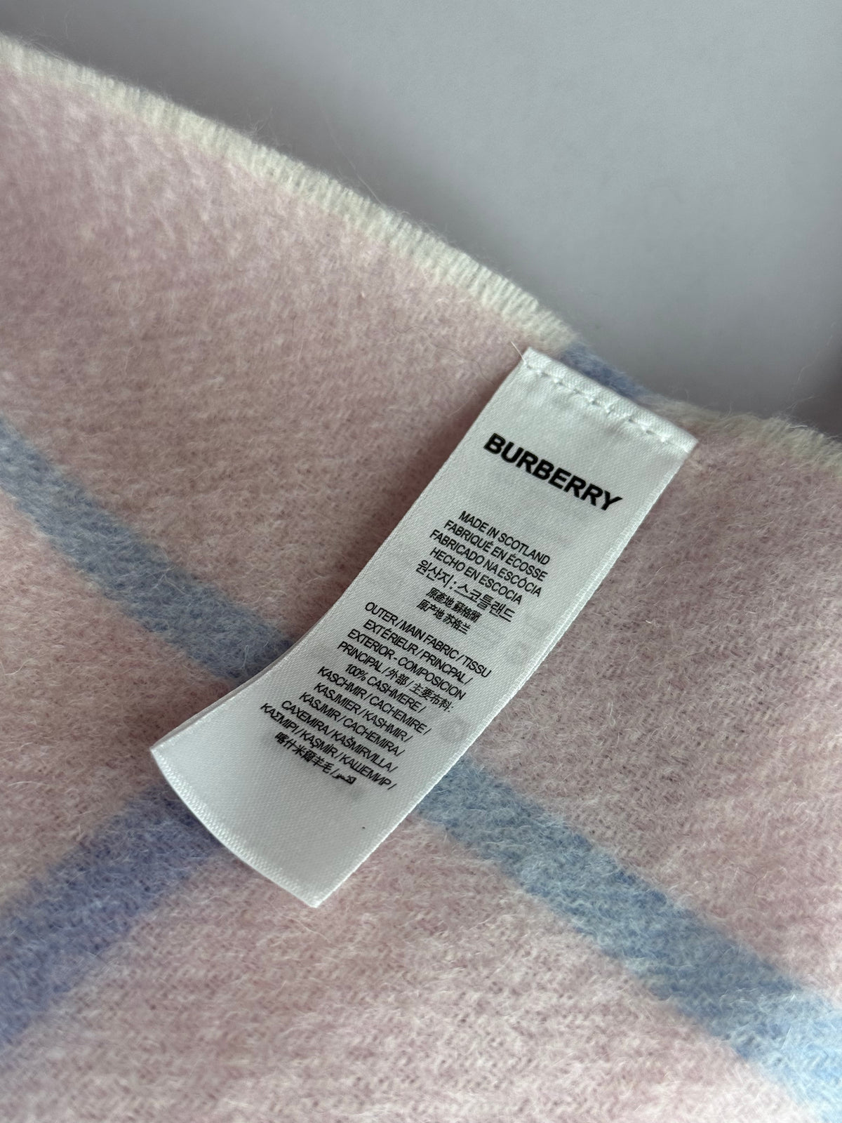Burberry Classic Baby Pink Check Cashmere Scarf
