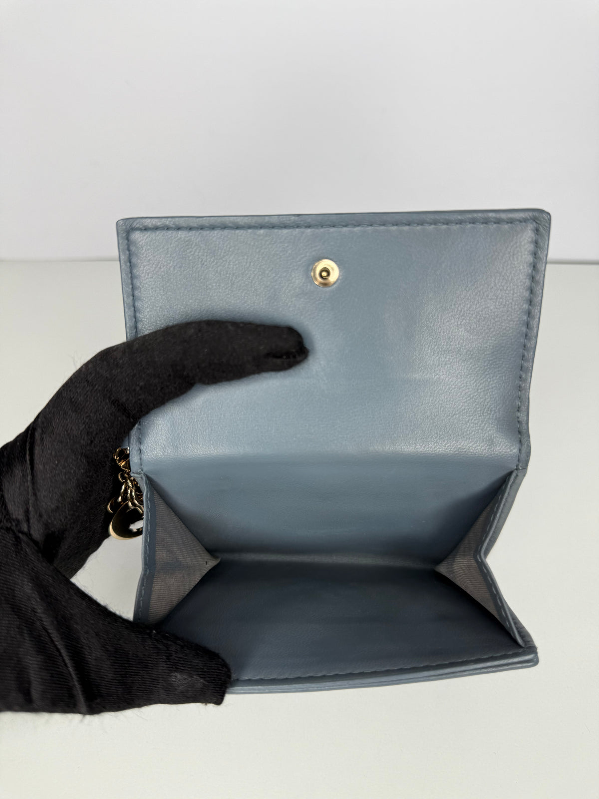 Christian Dior Lady Dior Lotus Wallet Deep Blue Cannage Lambskin