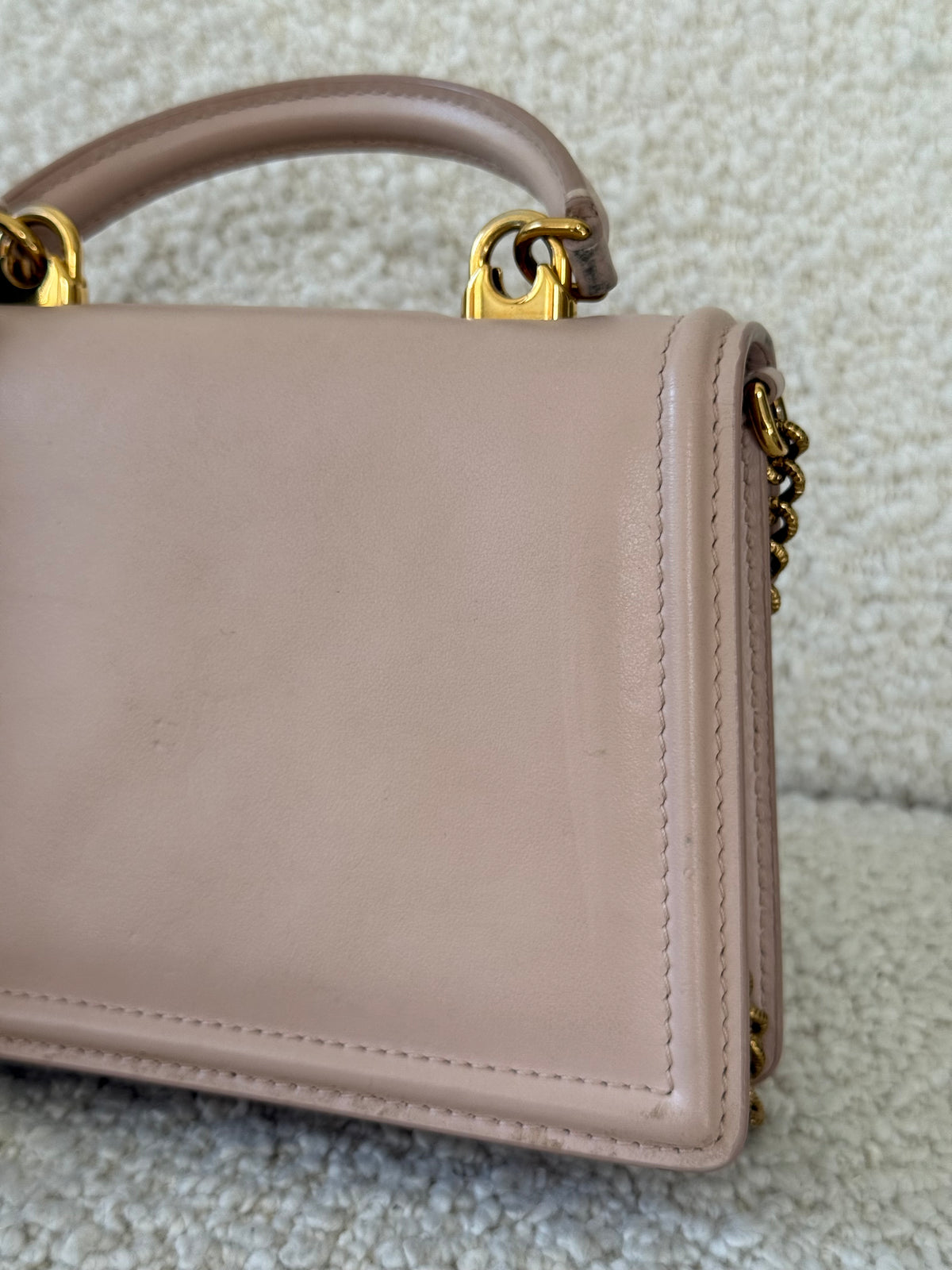 Dolce Gabbana Small Smooth Calfskin Devotion Bag Cream