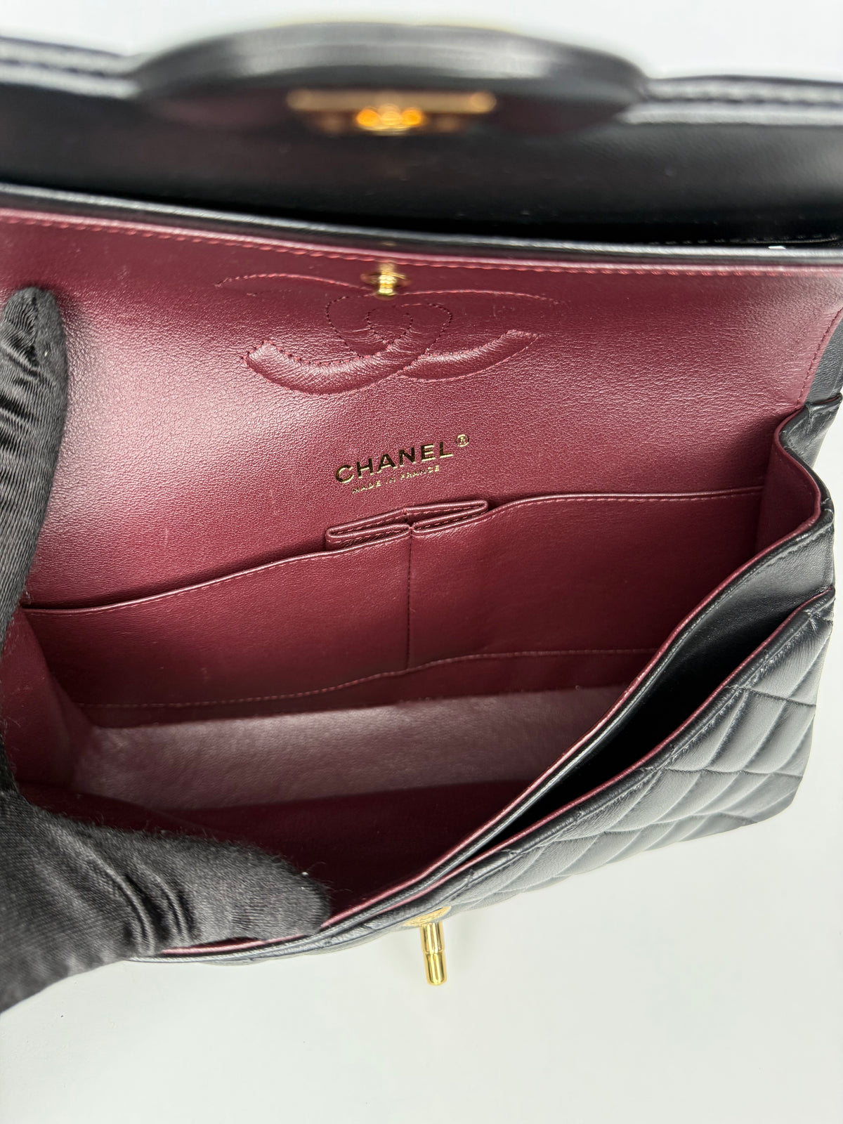 Chanel Medium Classic Flap Bag in Black Lambskin with Gold Hardware