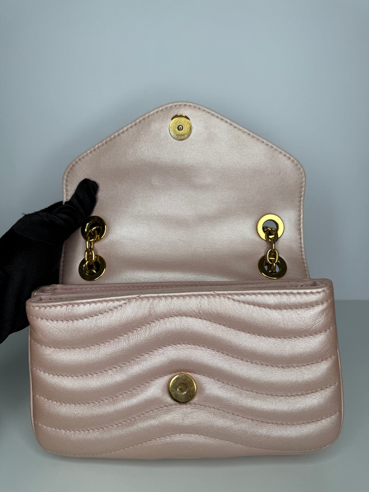 Louis Vuitton Metallic Pink Leather New Wave PM Chain Bag