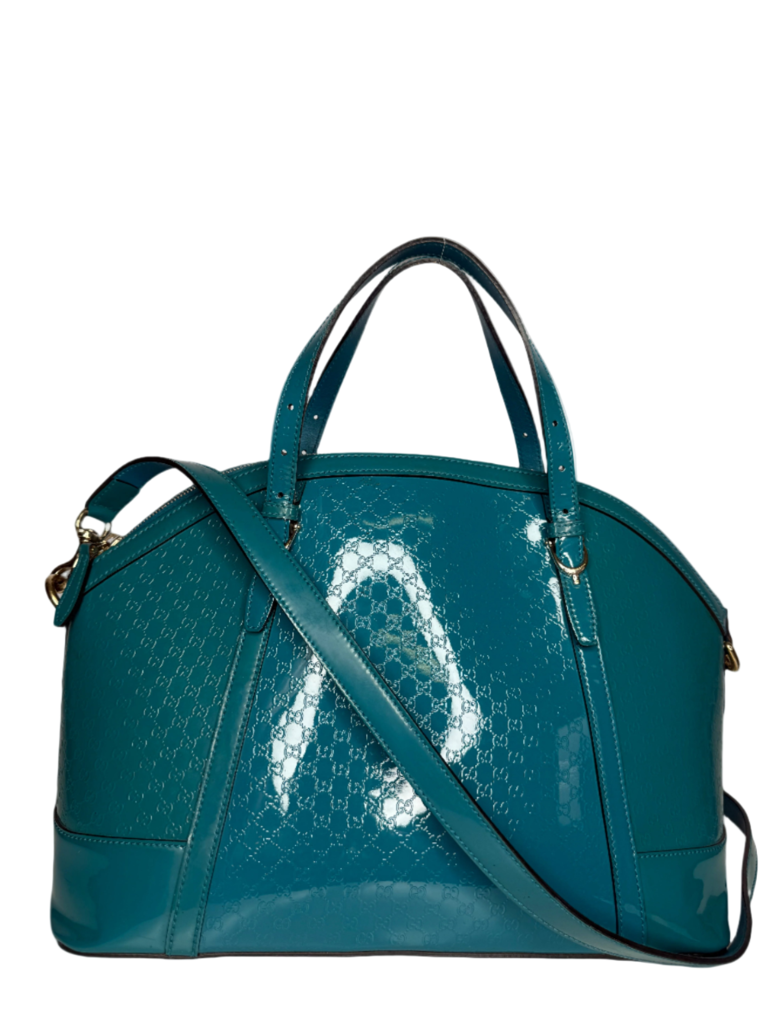 Gucci Patent Microguccissima Medium Nice Top Handle Dome Bag Deep Cobalt