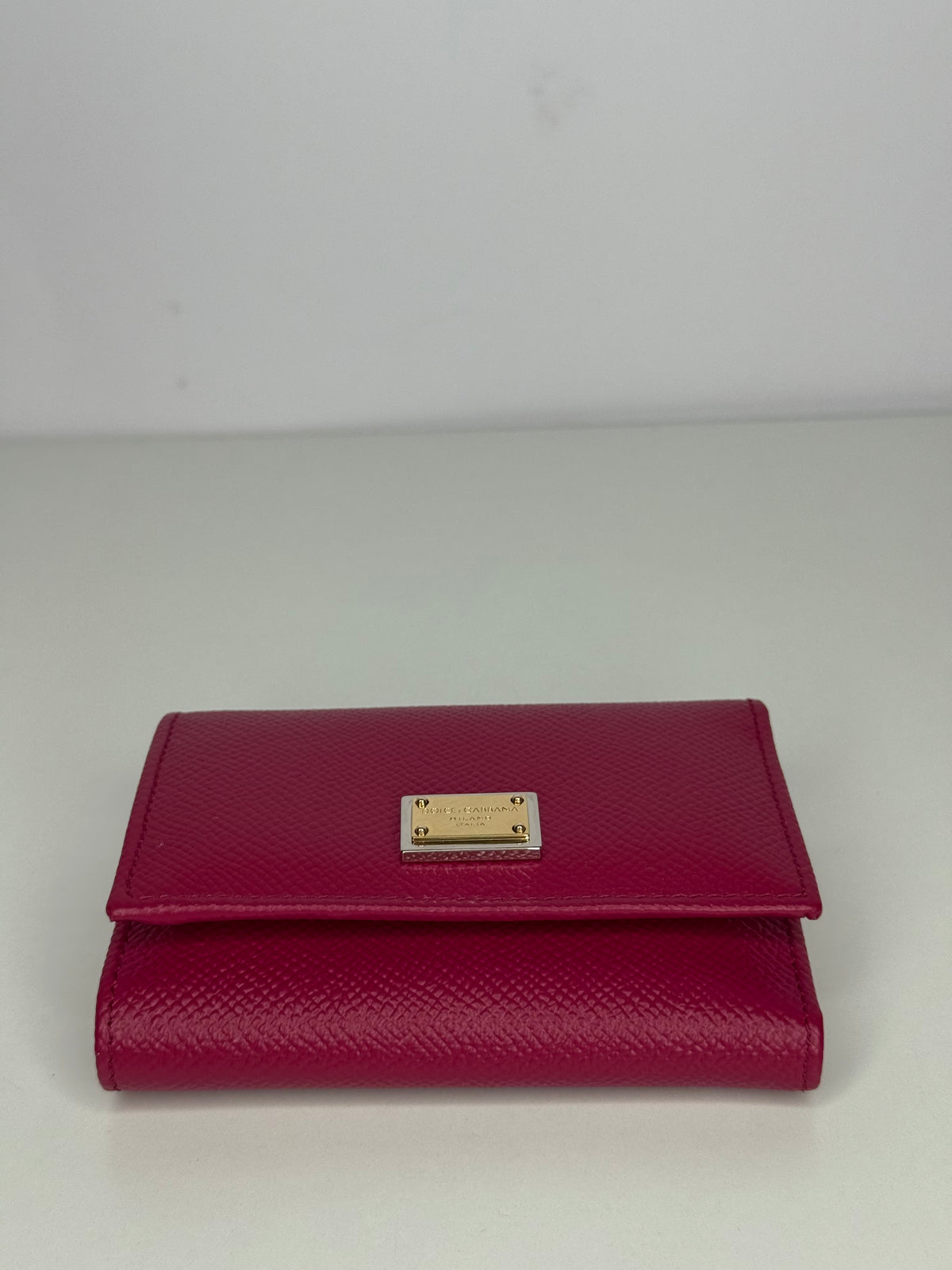 Dolce Gabbana Dauphine Calfskin French-Flap Wallet in Fuchsia