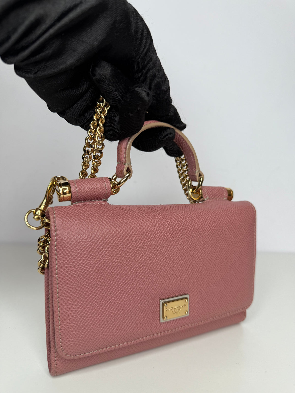 Dolce Gabbana Pink Dauphine Leather Mini Sicily Von Bag