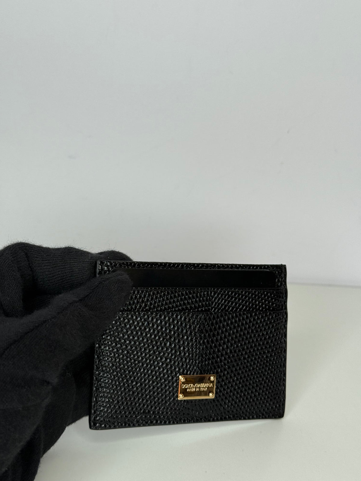 Dolce Gabbana Logo Plaque Iguana Embossed Cardholder
