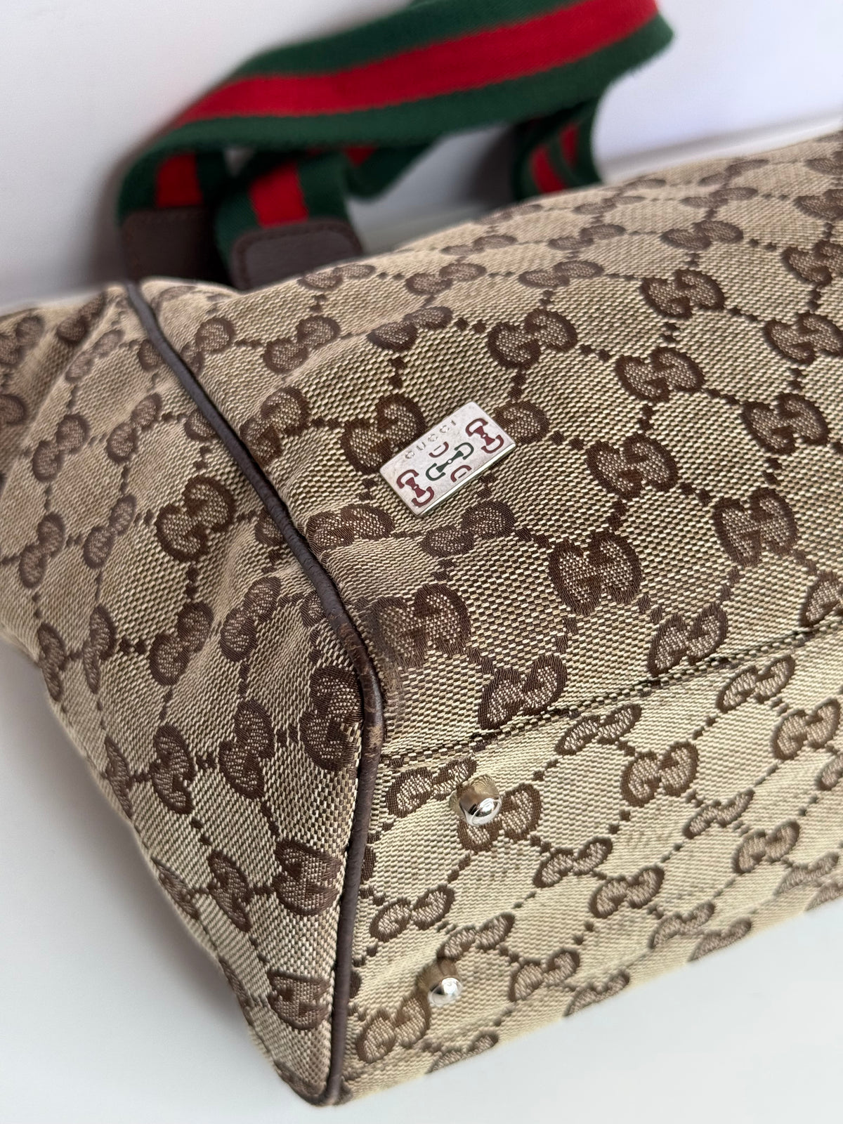 Gucci GG Monogram Pop Tote Web Sherry Line
