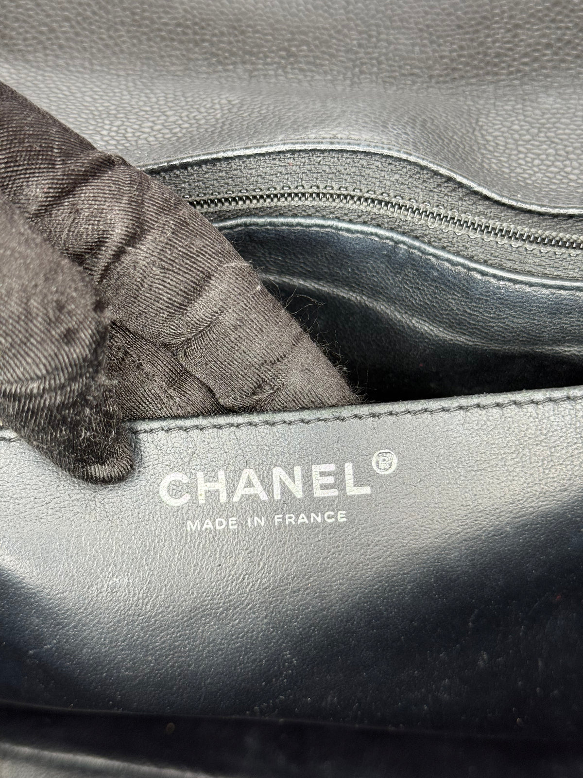 Chanel Jumbo Classic Single Flap Black Caviar Leather Silver Hardware