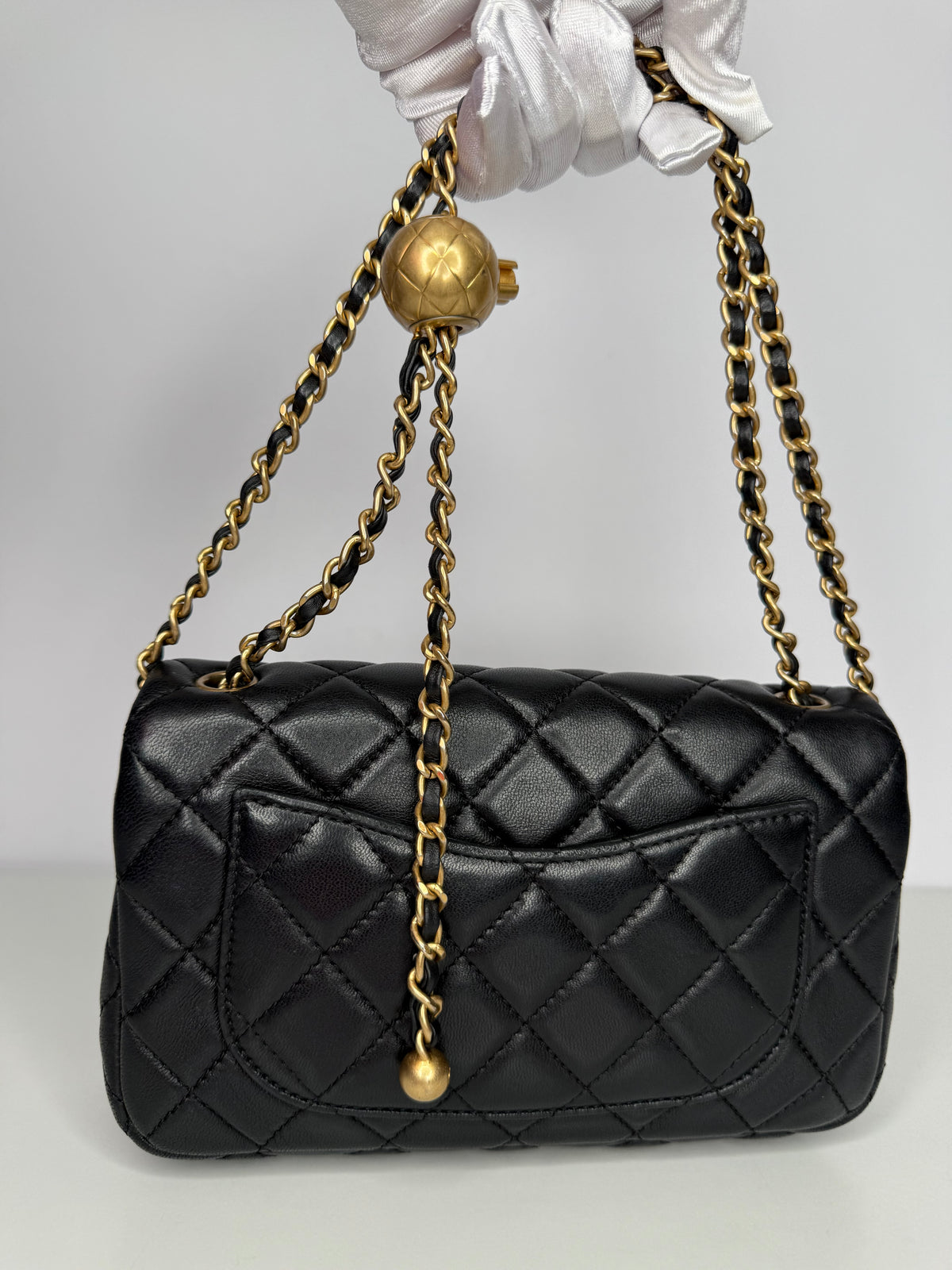 Chanel Mini Pearl Crush Square Flap in Black Quilted Lambskin