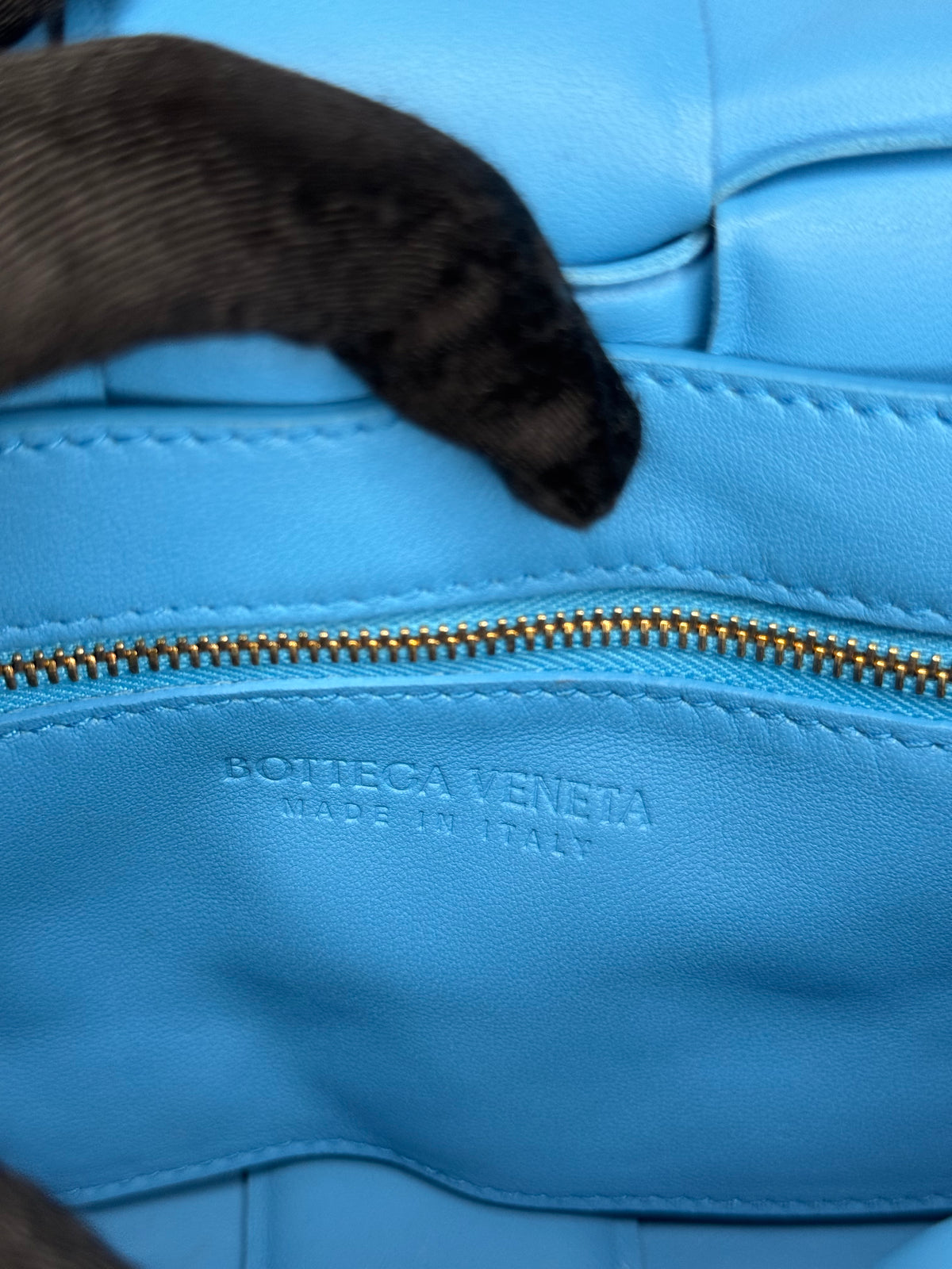 Bottega Veneta Blue Lambskin Maxi Intreccio Padded Chain Cassette Crossbody Bag