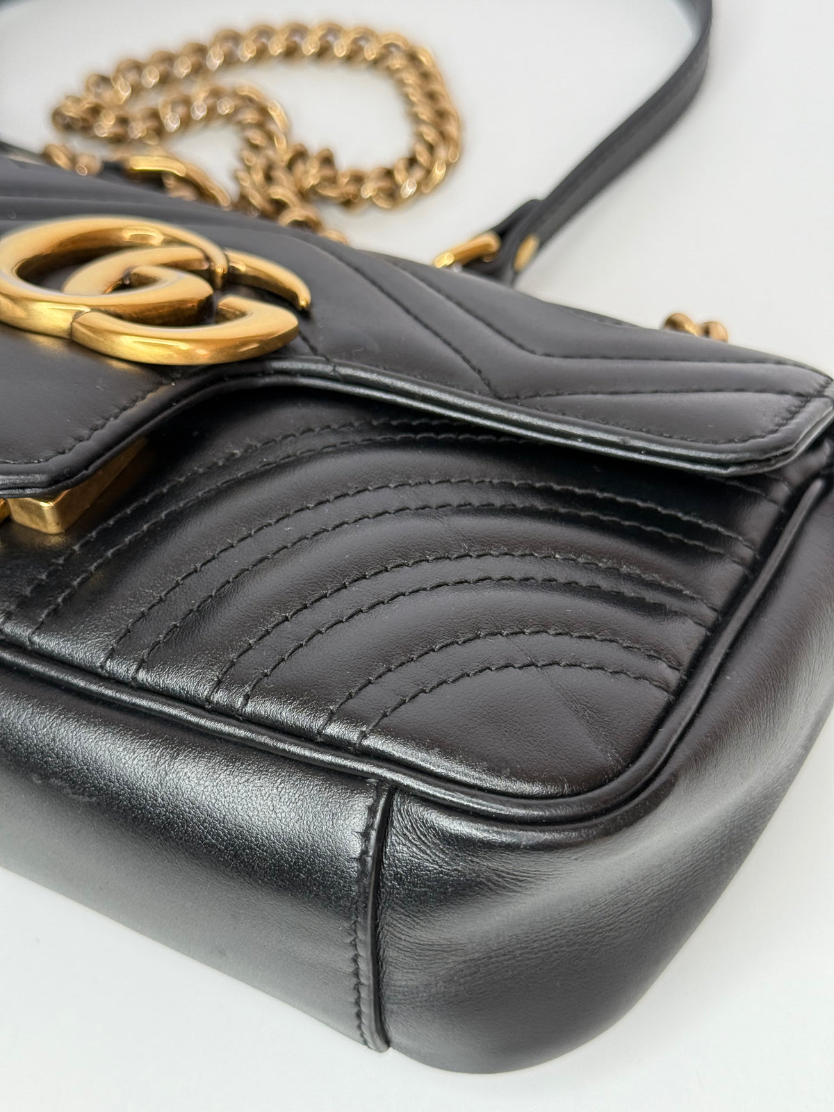 Gucci GG Marmont Small Matelassé Black Leather Shoulder Bag