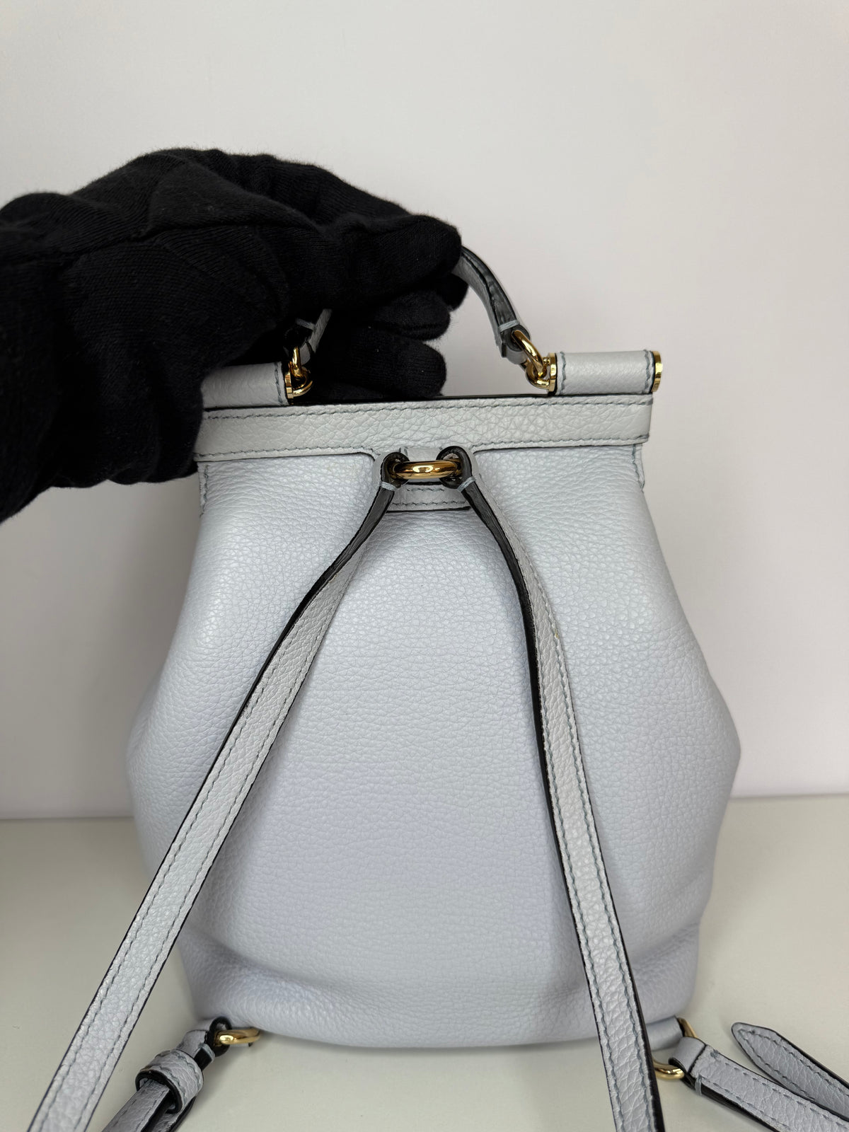 Dolce Gabbana Light Blue Leather Sicily Backpack