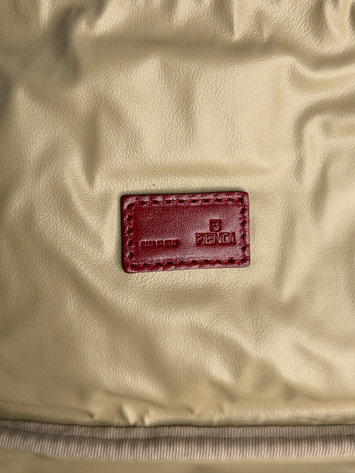 Fendi Beige and Red Zucchino Canvas Cosmetic Pouch