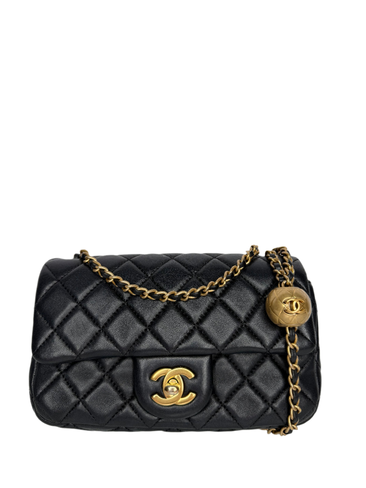 Chanel Mini Pearl Crush Square Flap in Black Quilted Lambskin